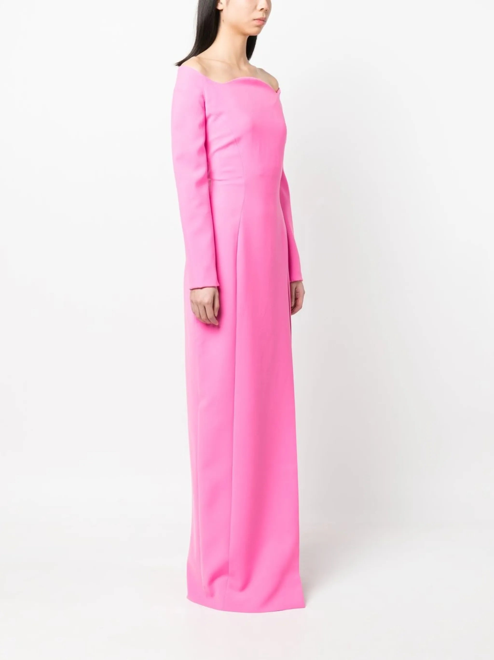 off-shoulder floor-length dress