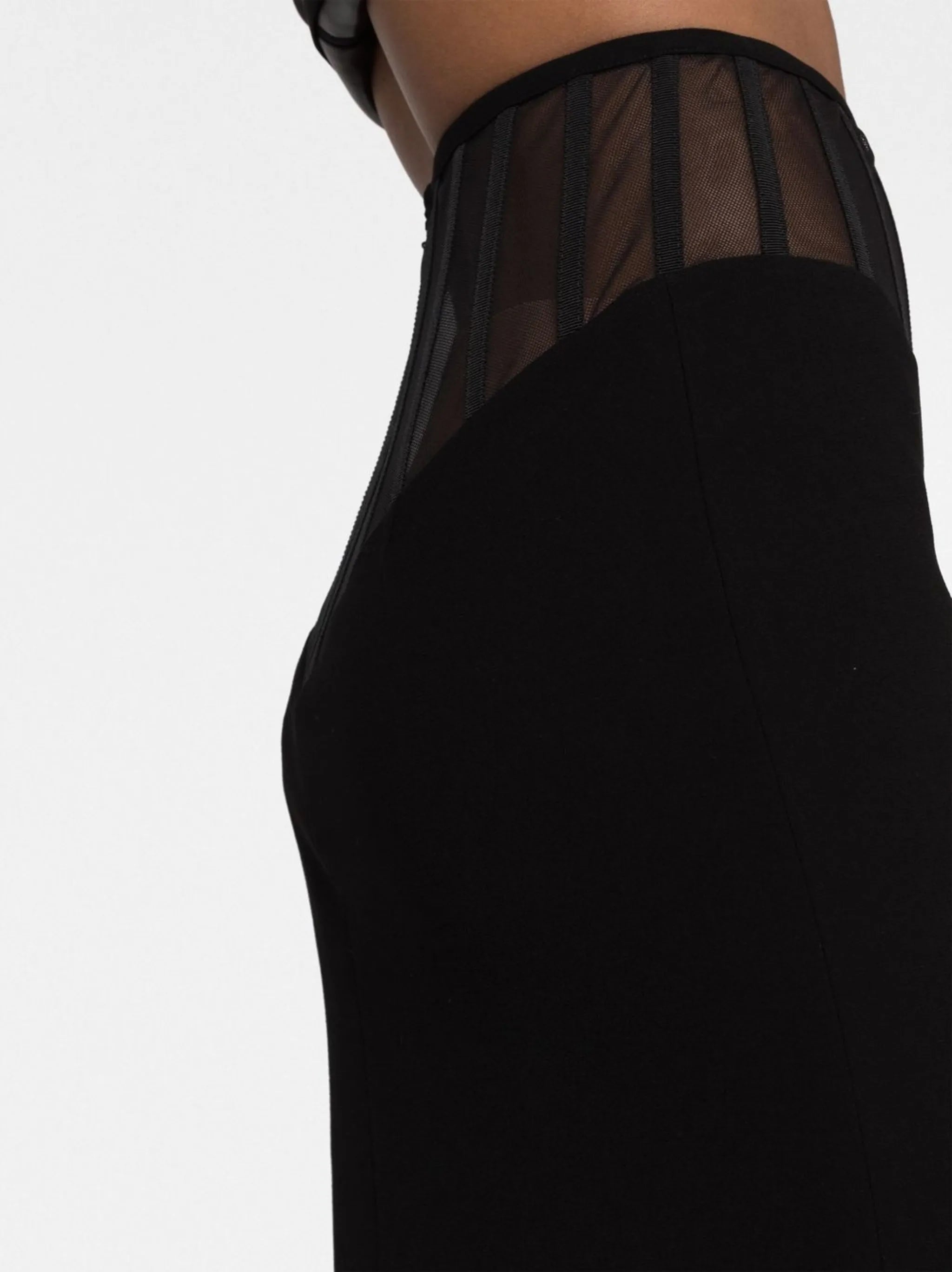 exposed-corset high-waist maxi skirt