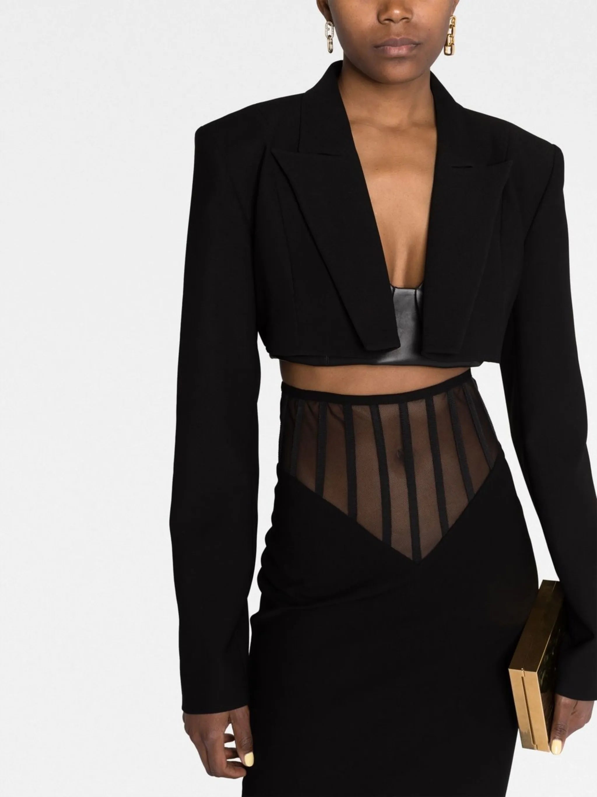 cropped single-breasted blazer