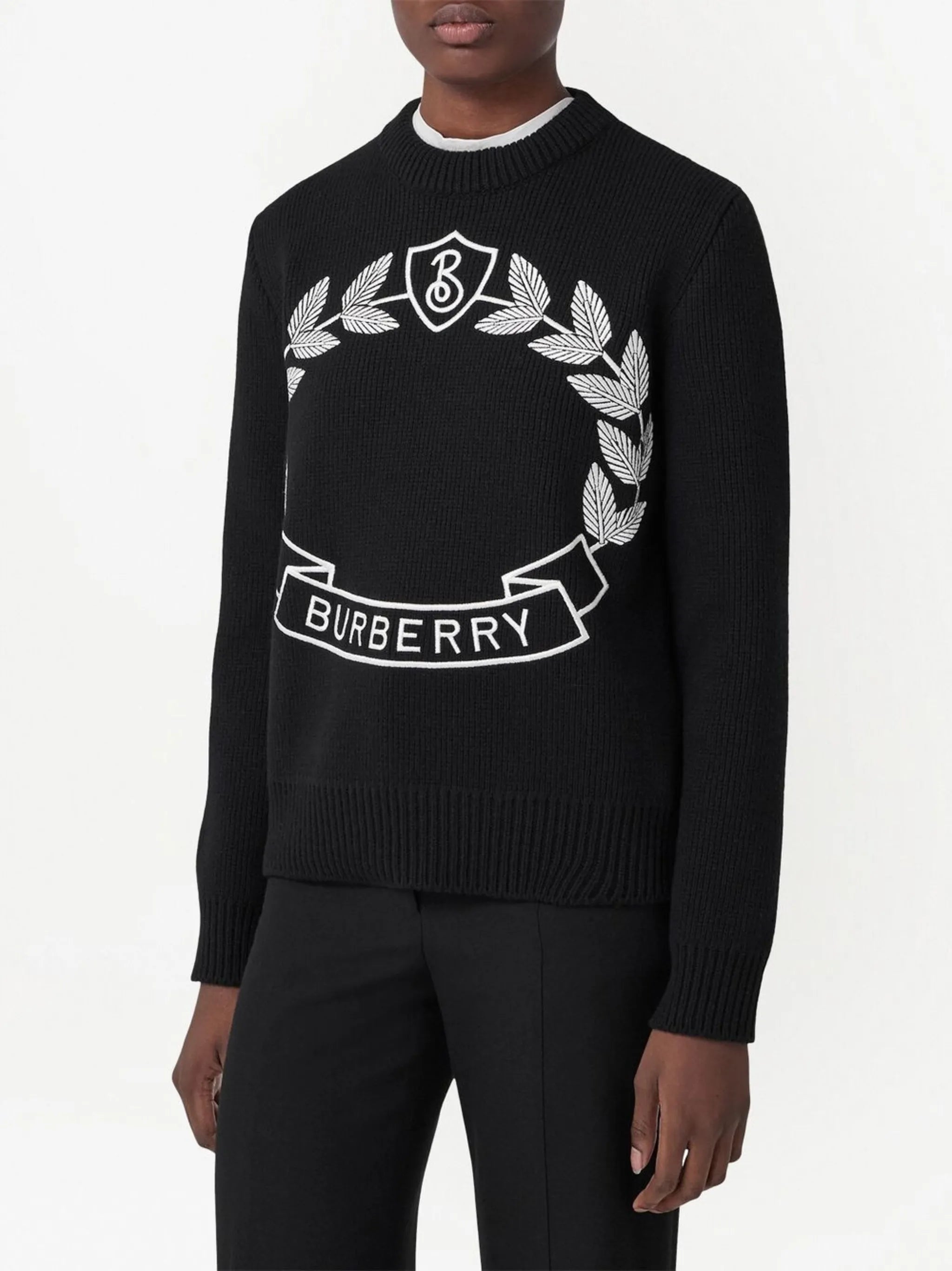 oak leaf-crest cashmere jumper