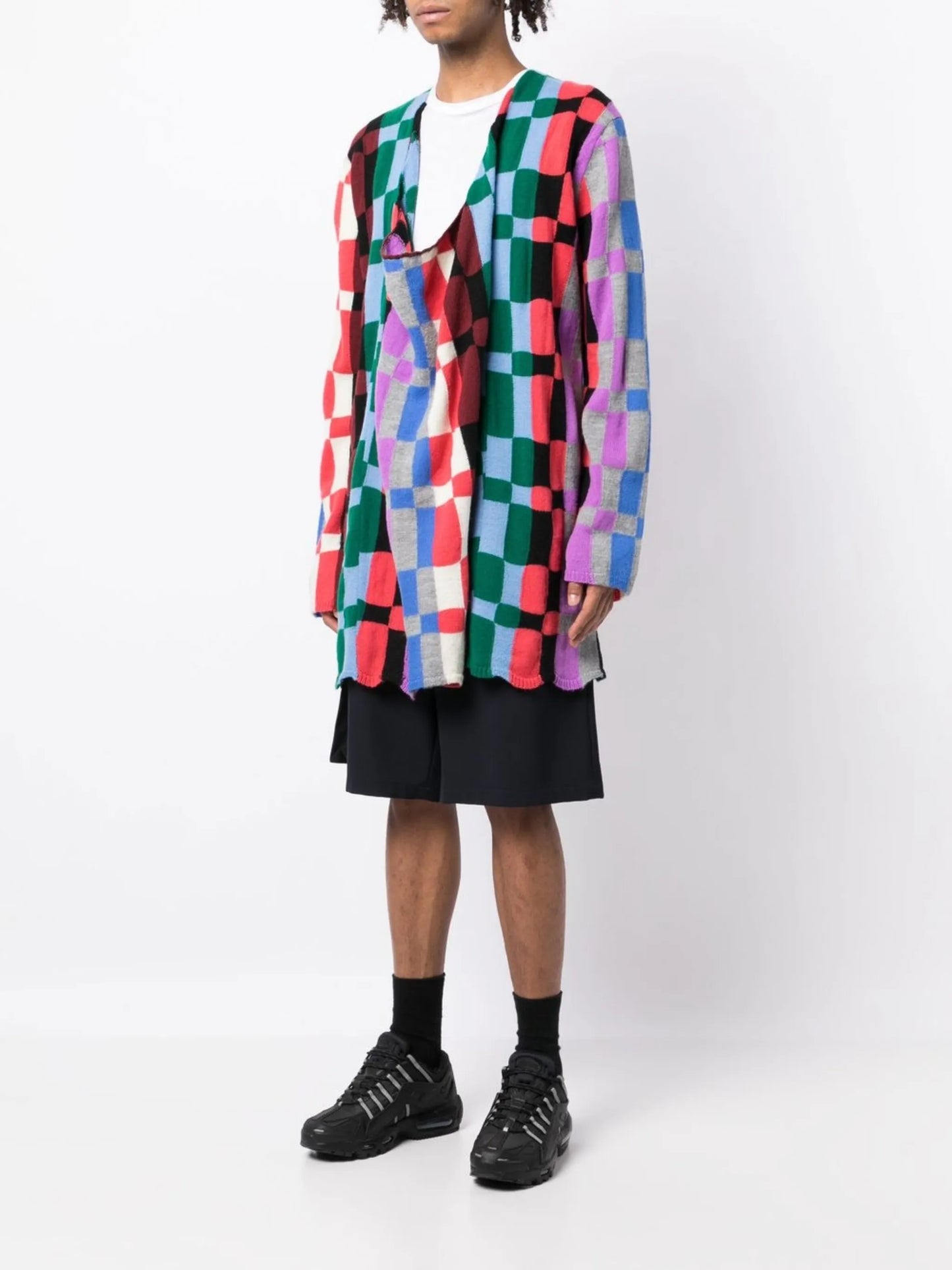 geometric-print draped jumper