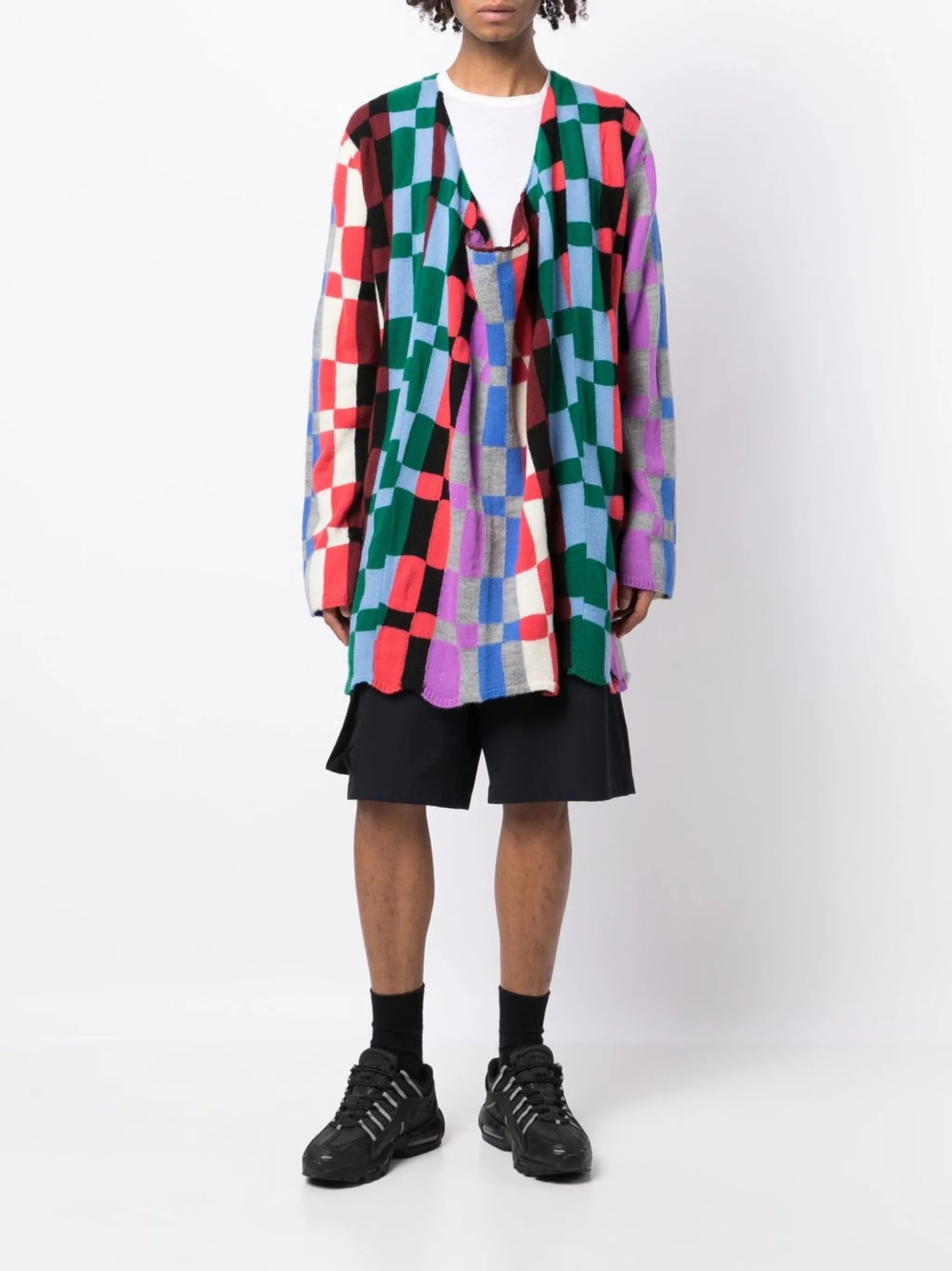 geometric-print draped jumper