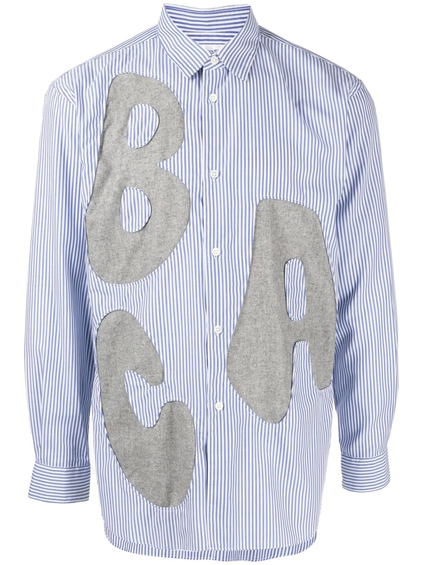 alphabet patch-detail long-sleeve shirt