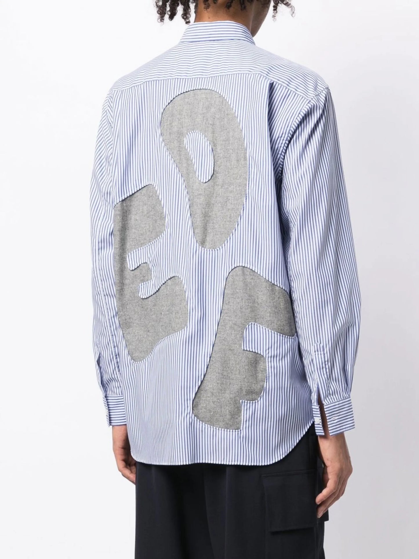 alphabet patch-detail long-sleeve shirt