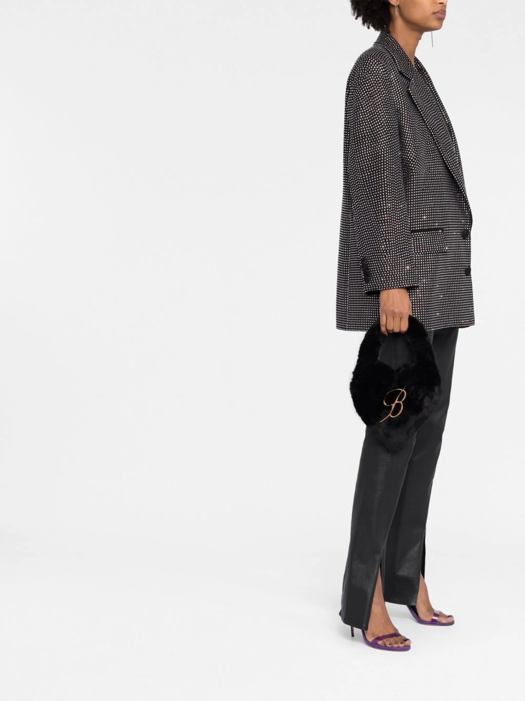 logo plaque faux fur tote bag