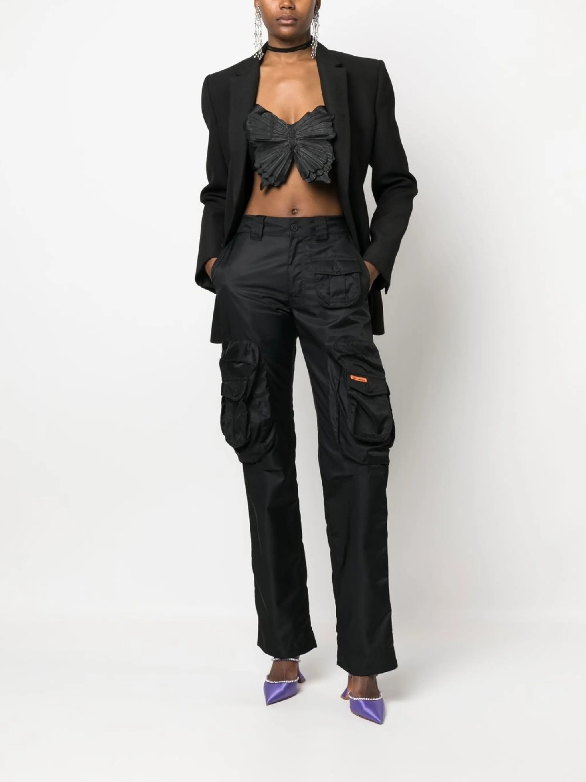 butterfly-detail cropped vest
