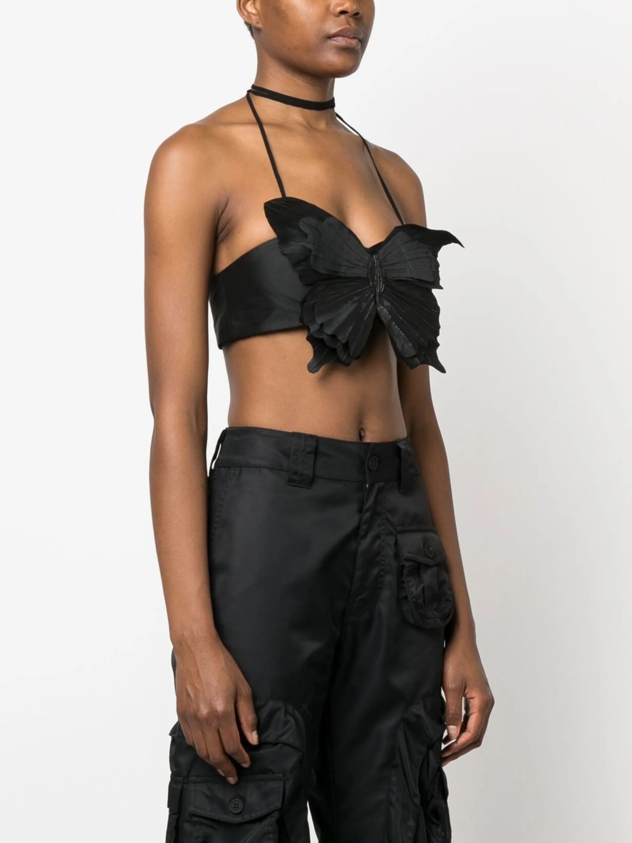 butterfly-detail cropped vest
