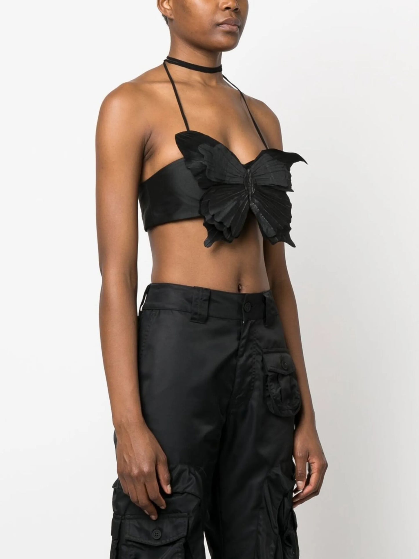 butterfly-detail cropped vest