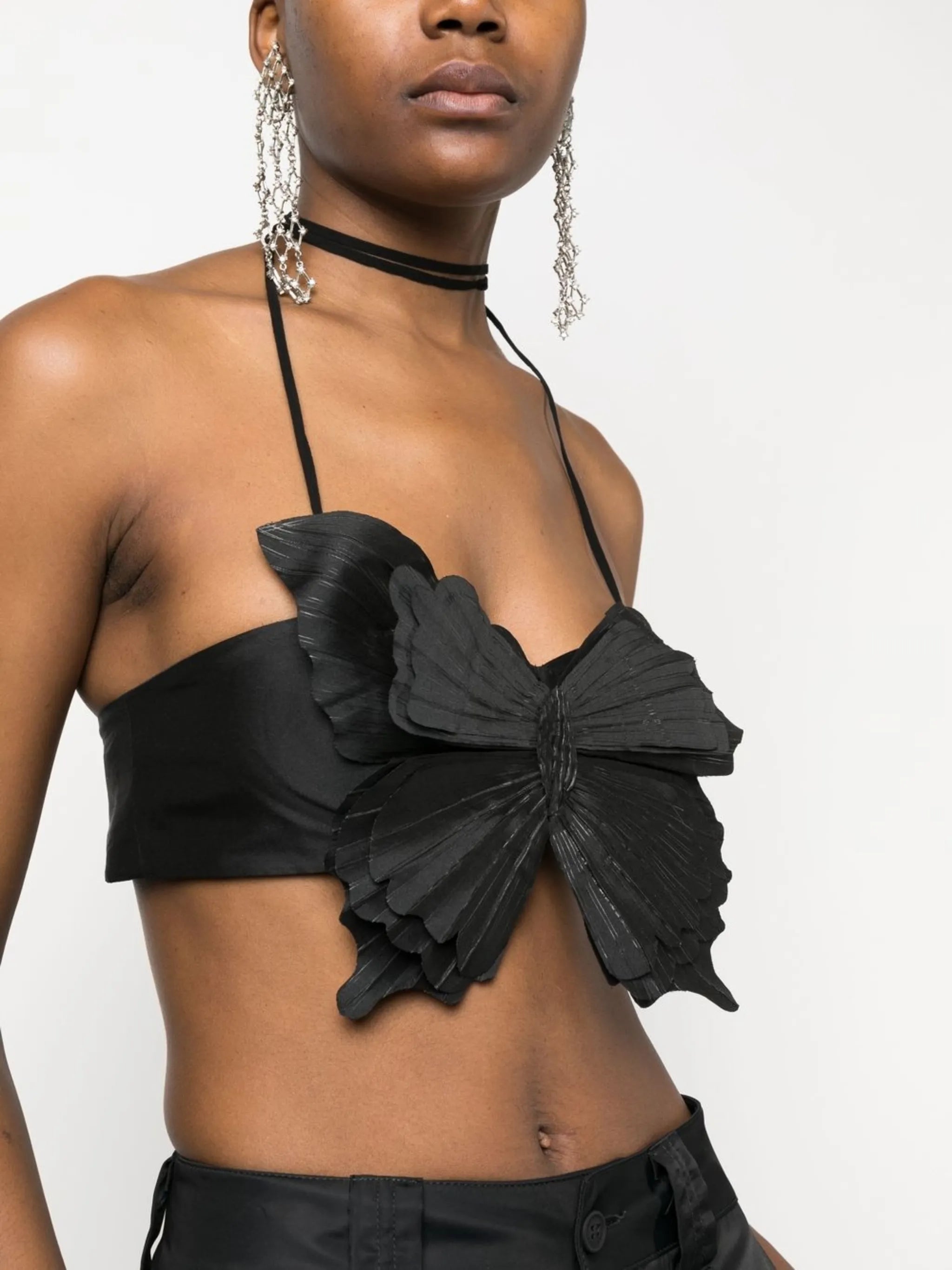 butterfly-detail cropped vest