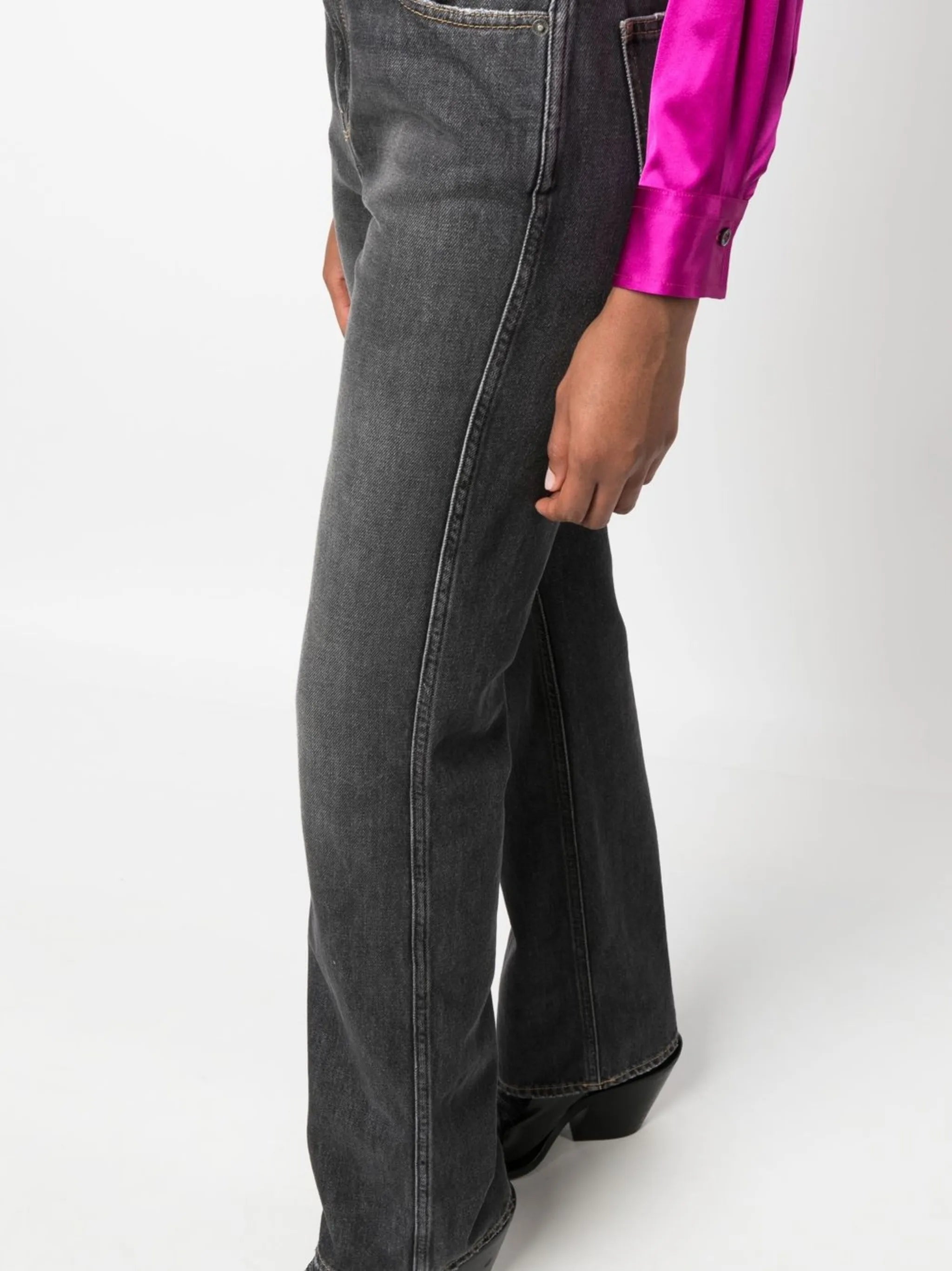 high-waist straight-leg jeans