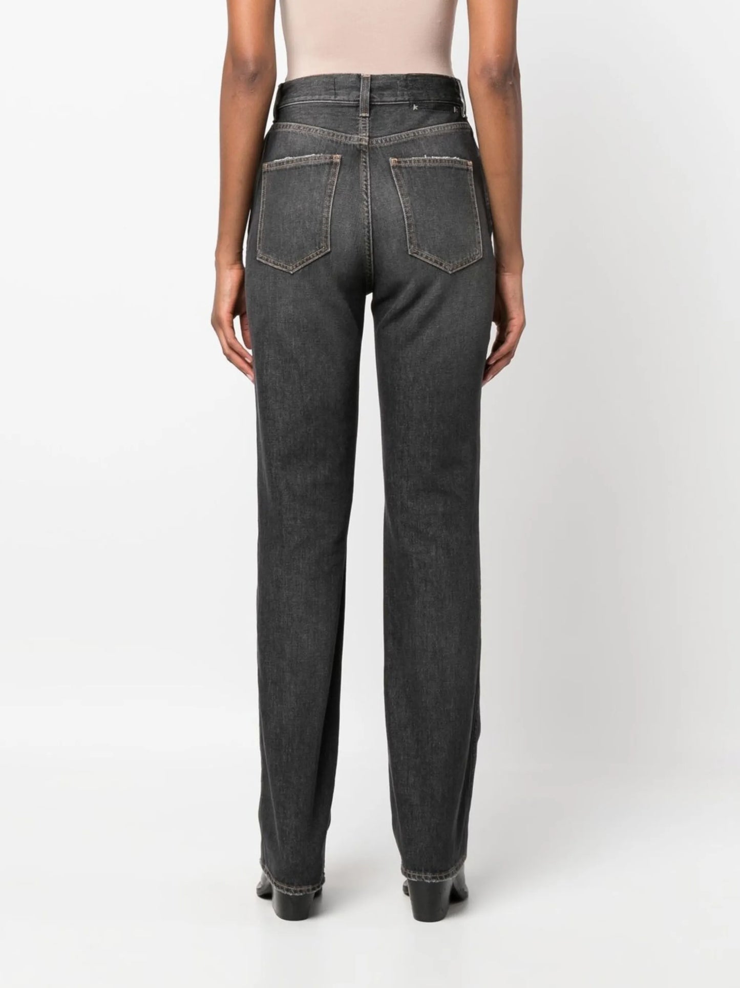 high-waist straight-leg jeans