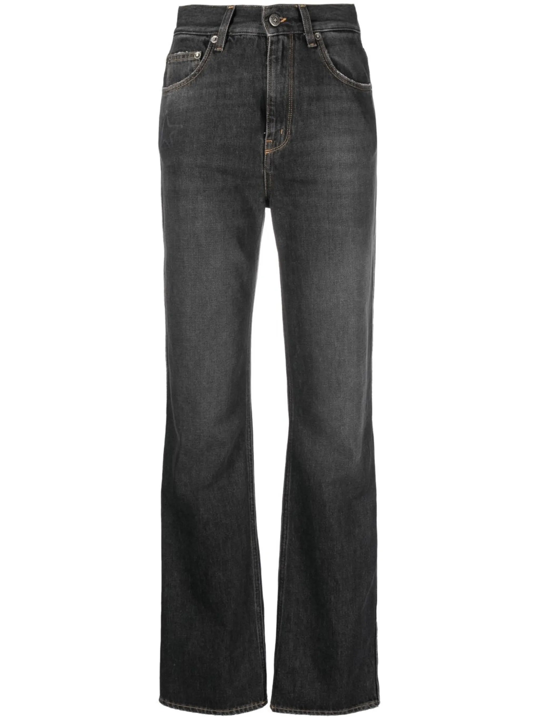 high-waist straight-leg jeans