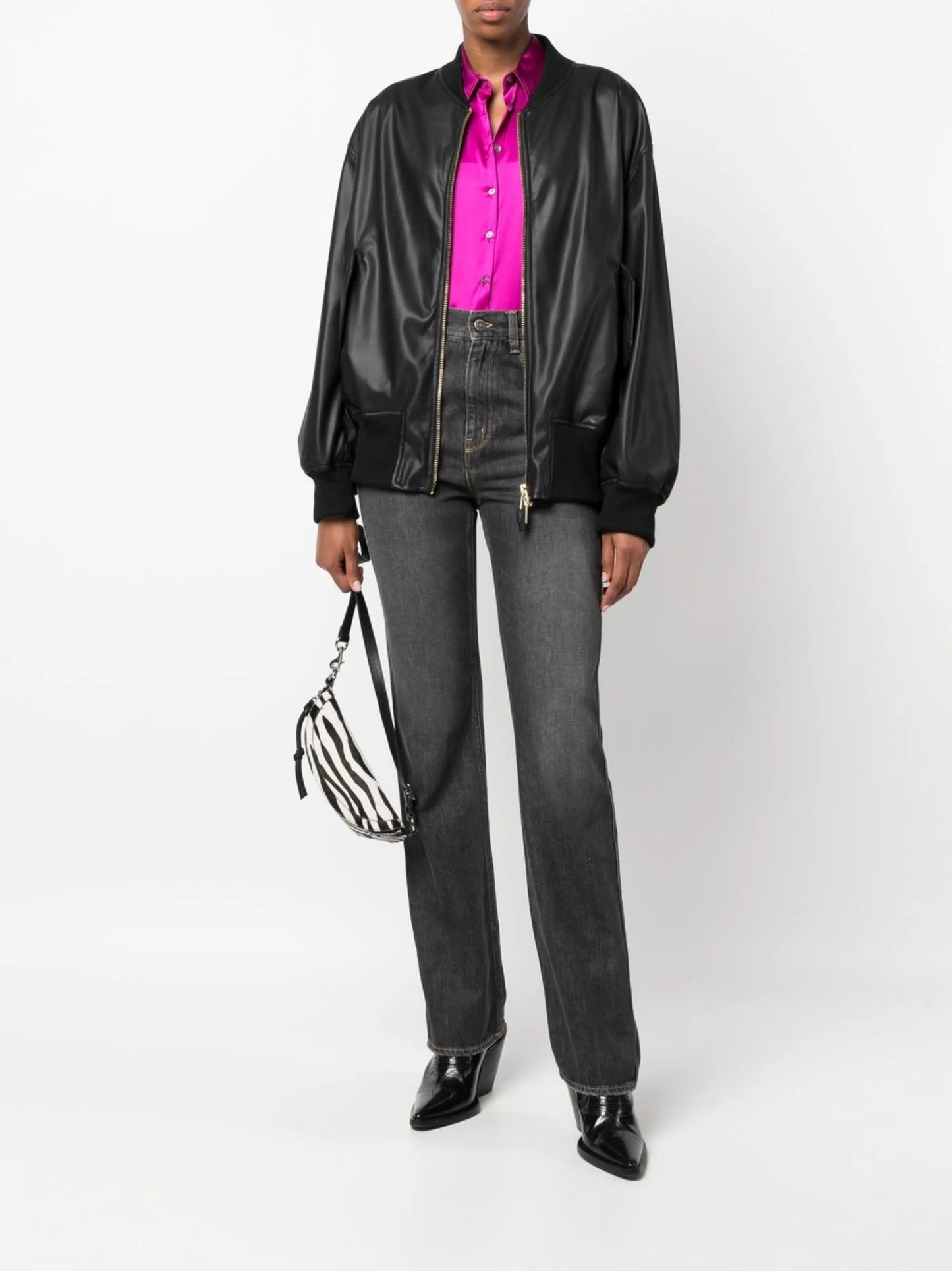 high-waist straight-leg jeans