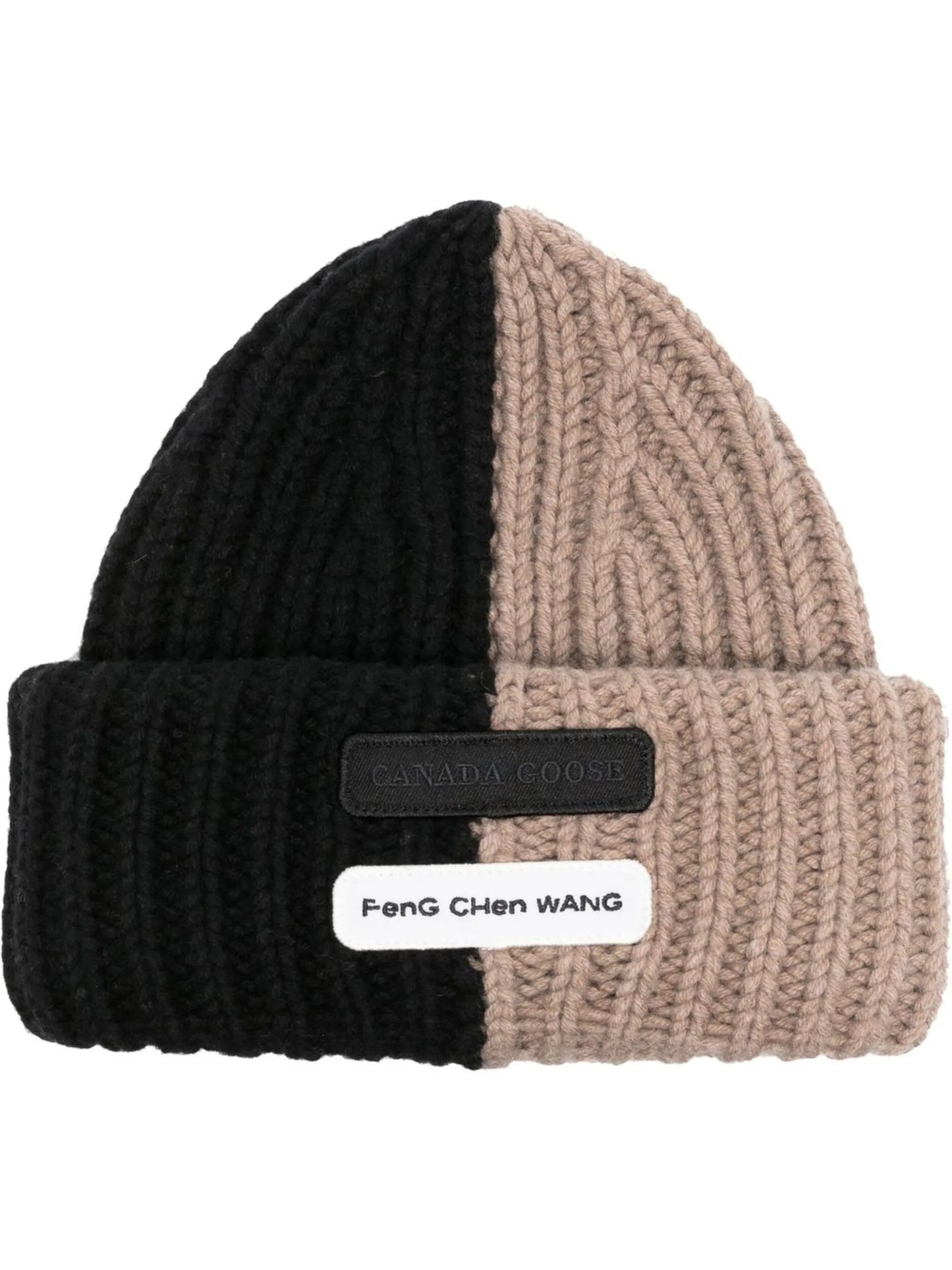 logo-patch ribbed beanie