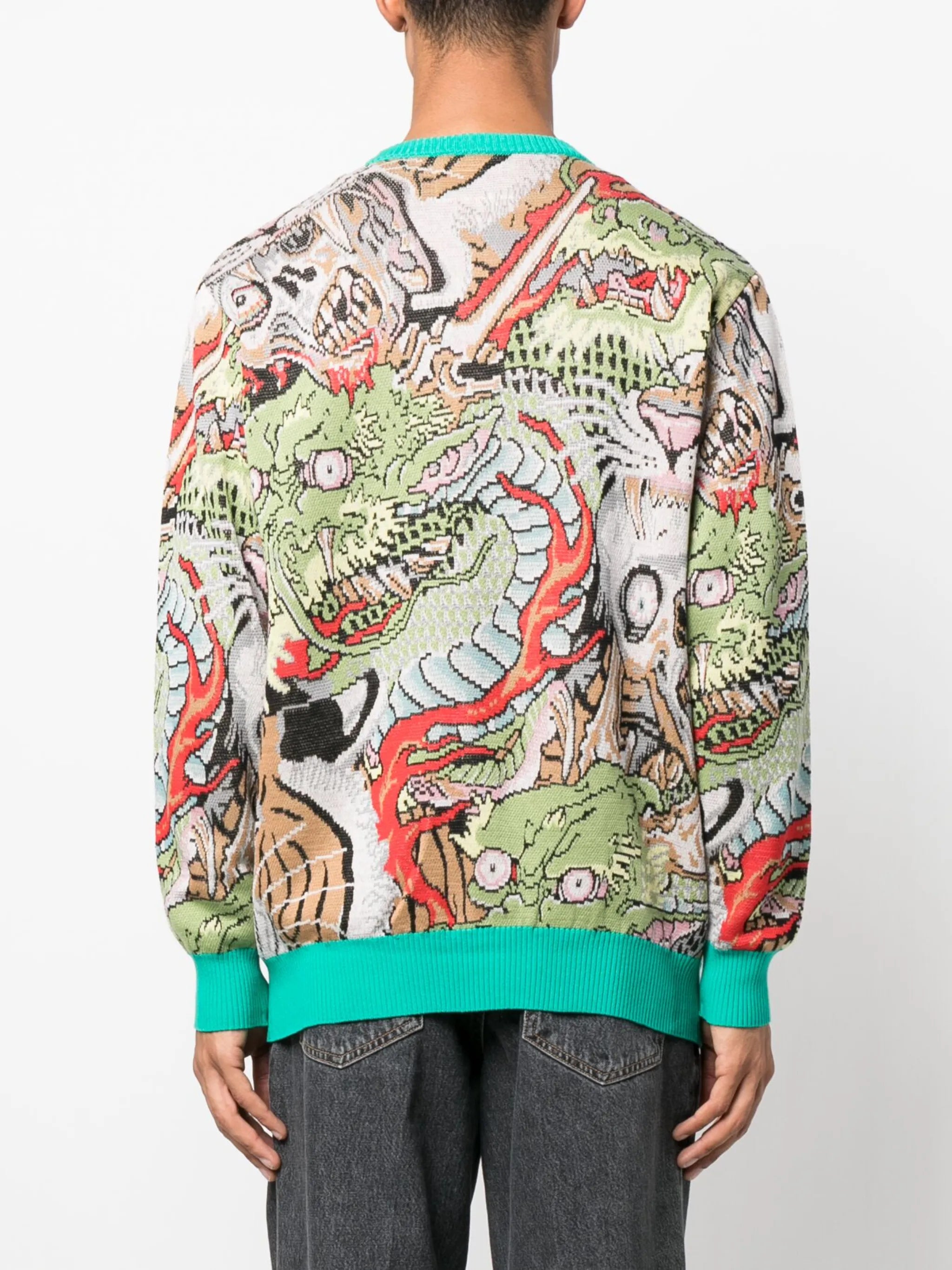 intarsia-knit cotton cardigan