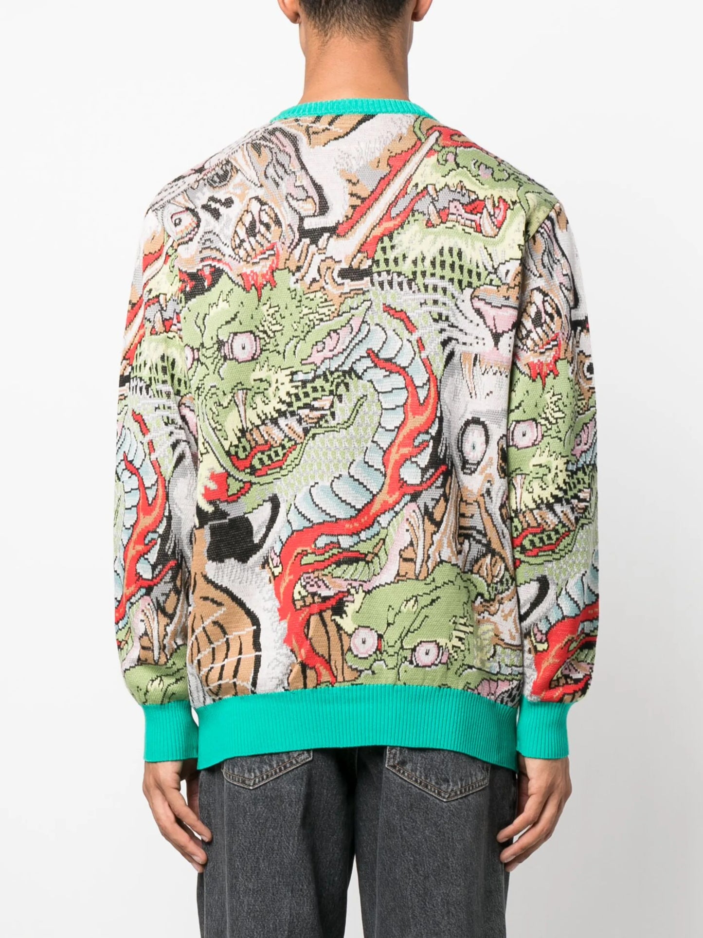 intarsia-knit cotton cardigan