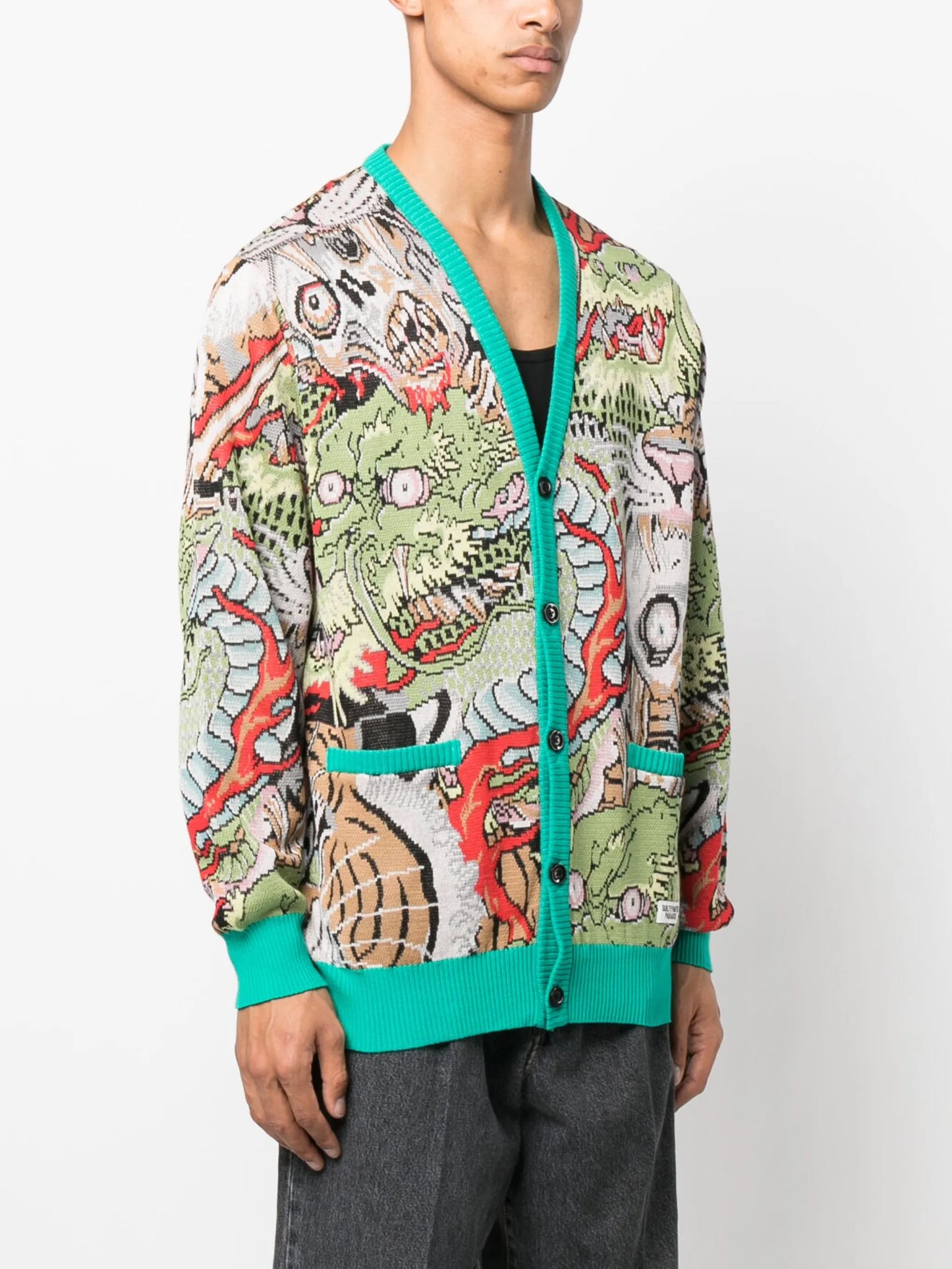 intarsia-knit cotton cardigan