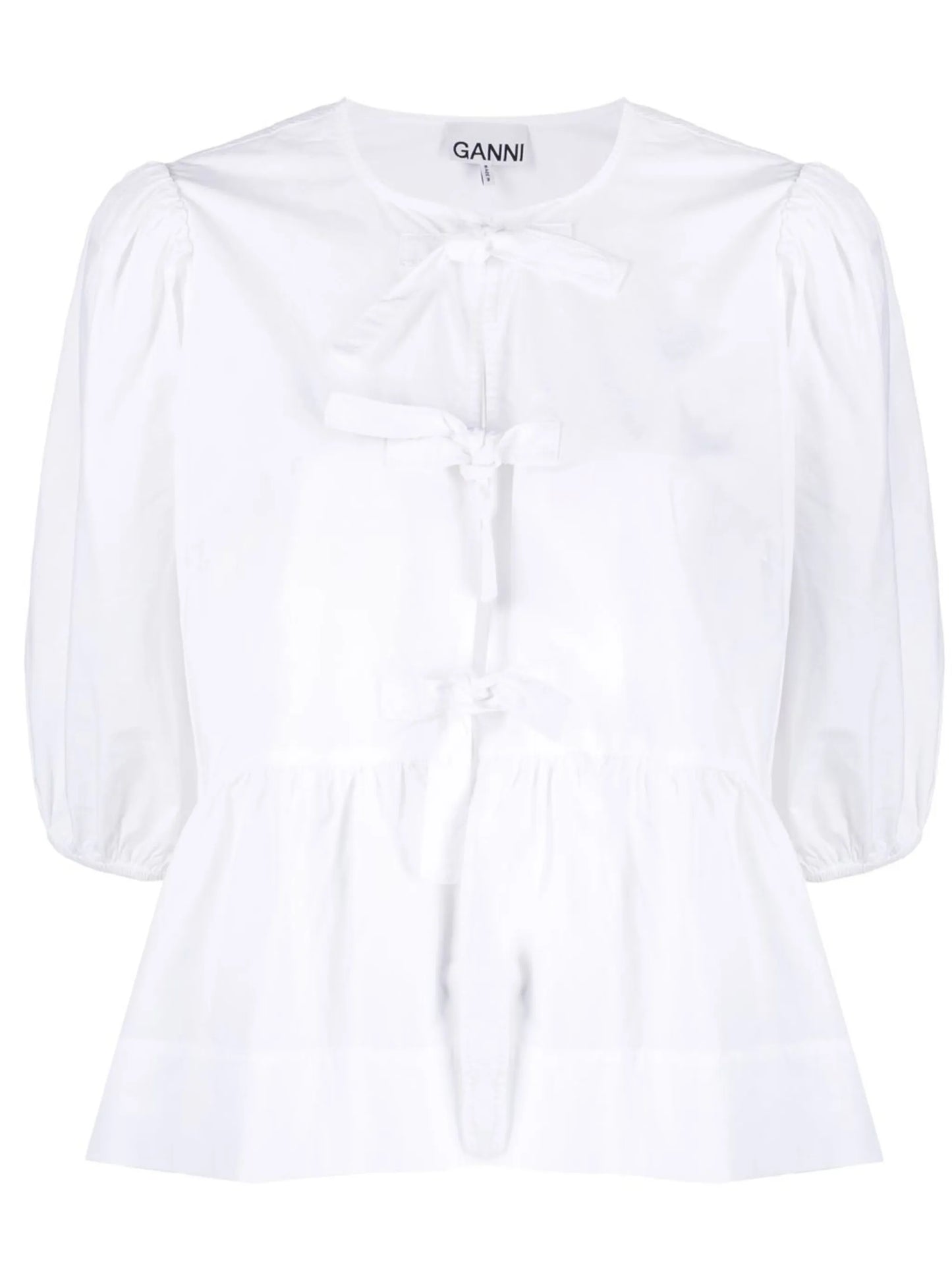 cotton poplin peplum tie blouse