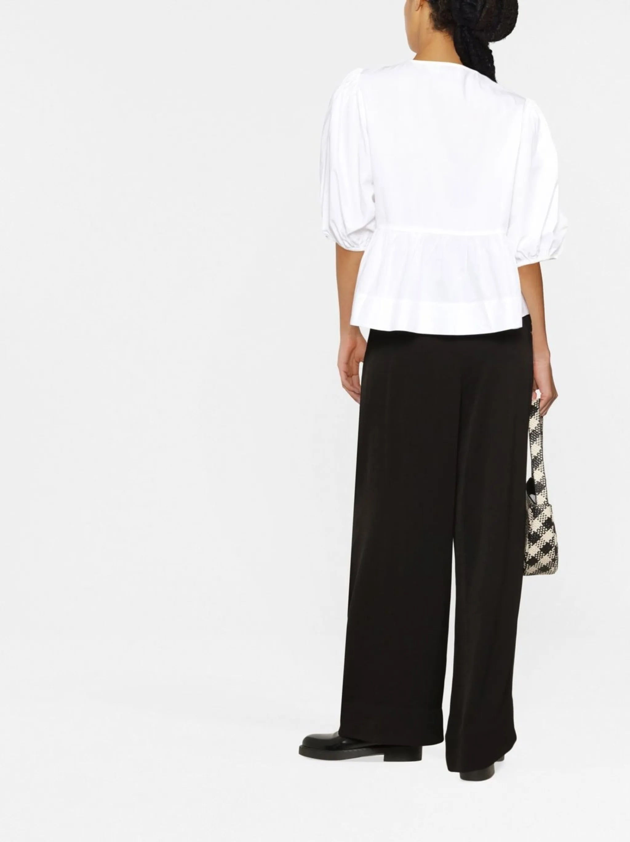 cotton poplin peplum tie blouse