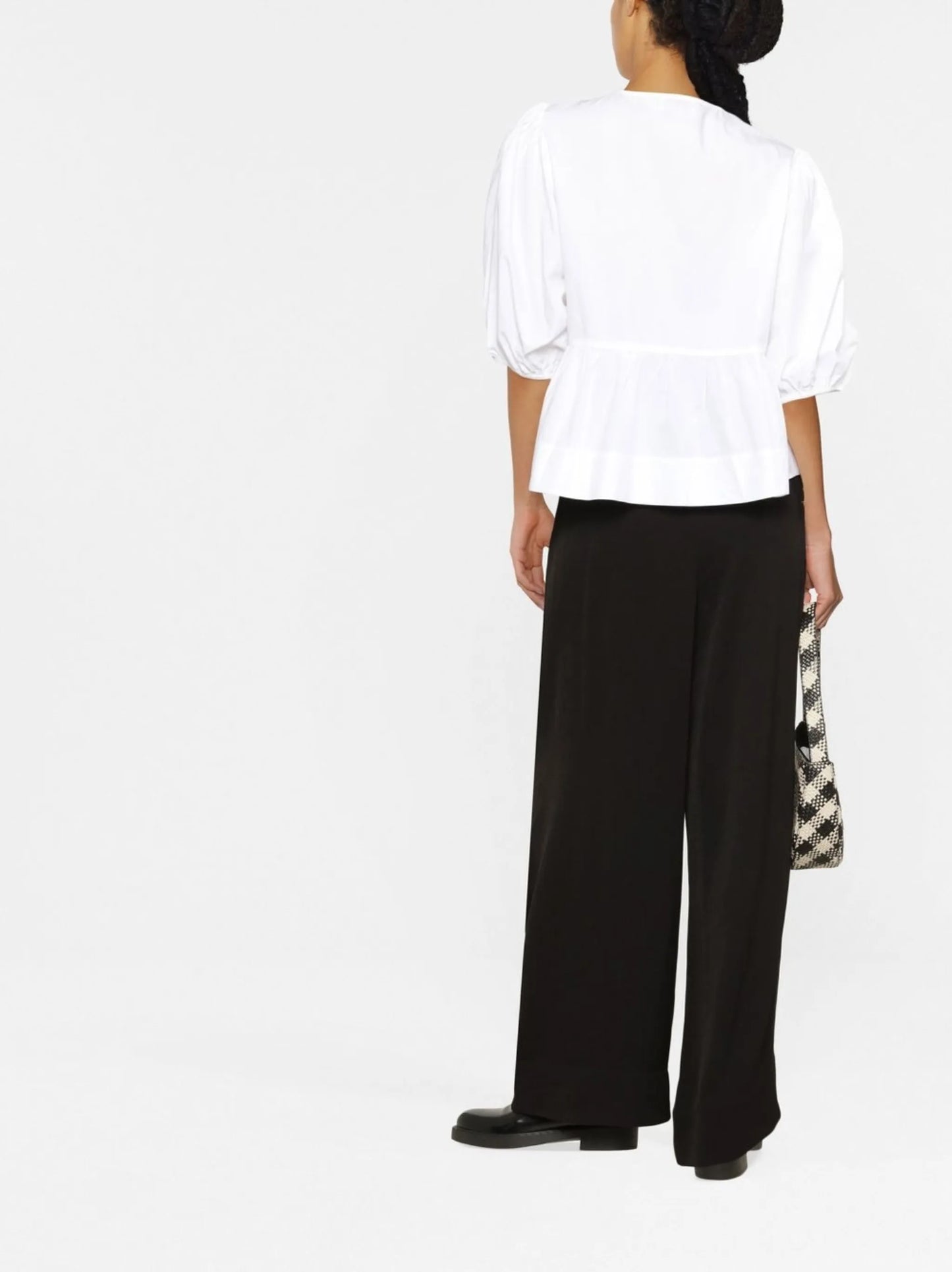 cotton poplin peplum tie blouse