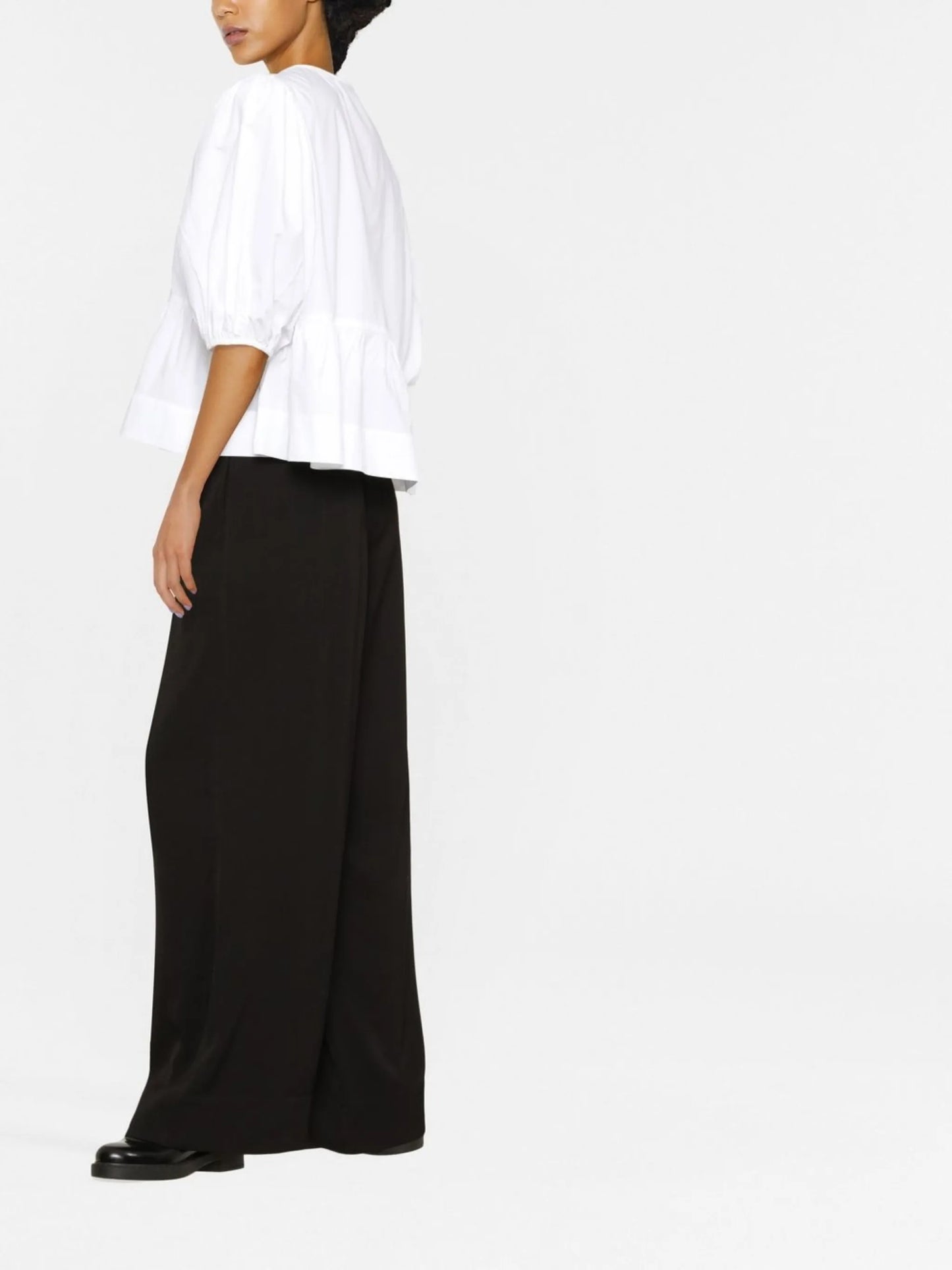 cotton poplin peplum tie blouse