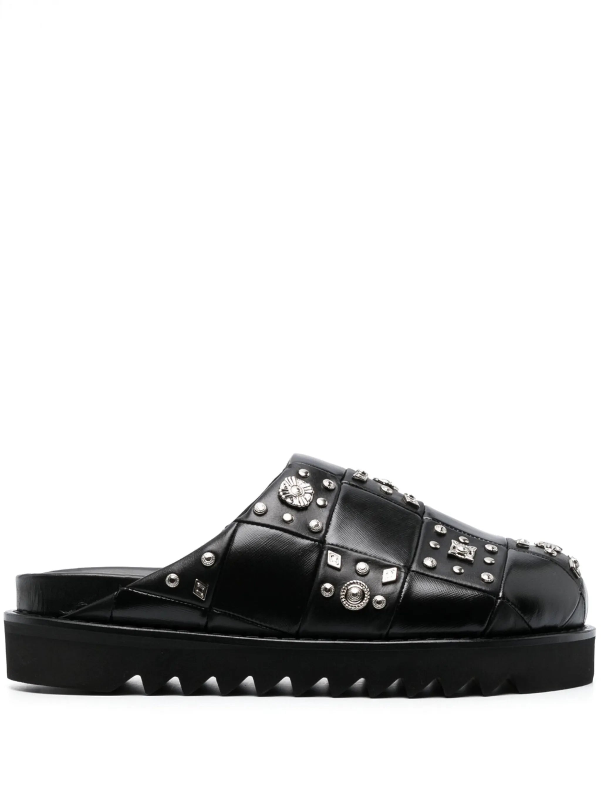 stud-detailing leather mules