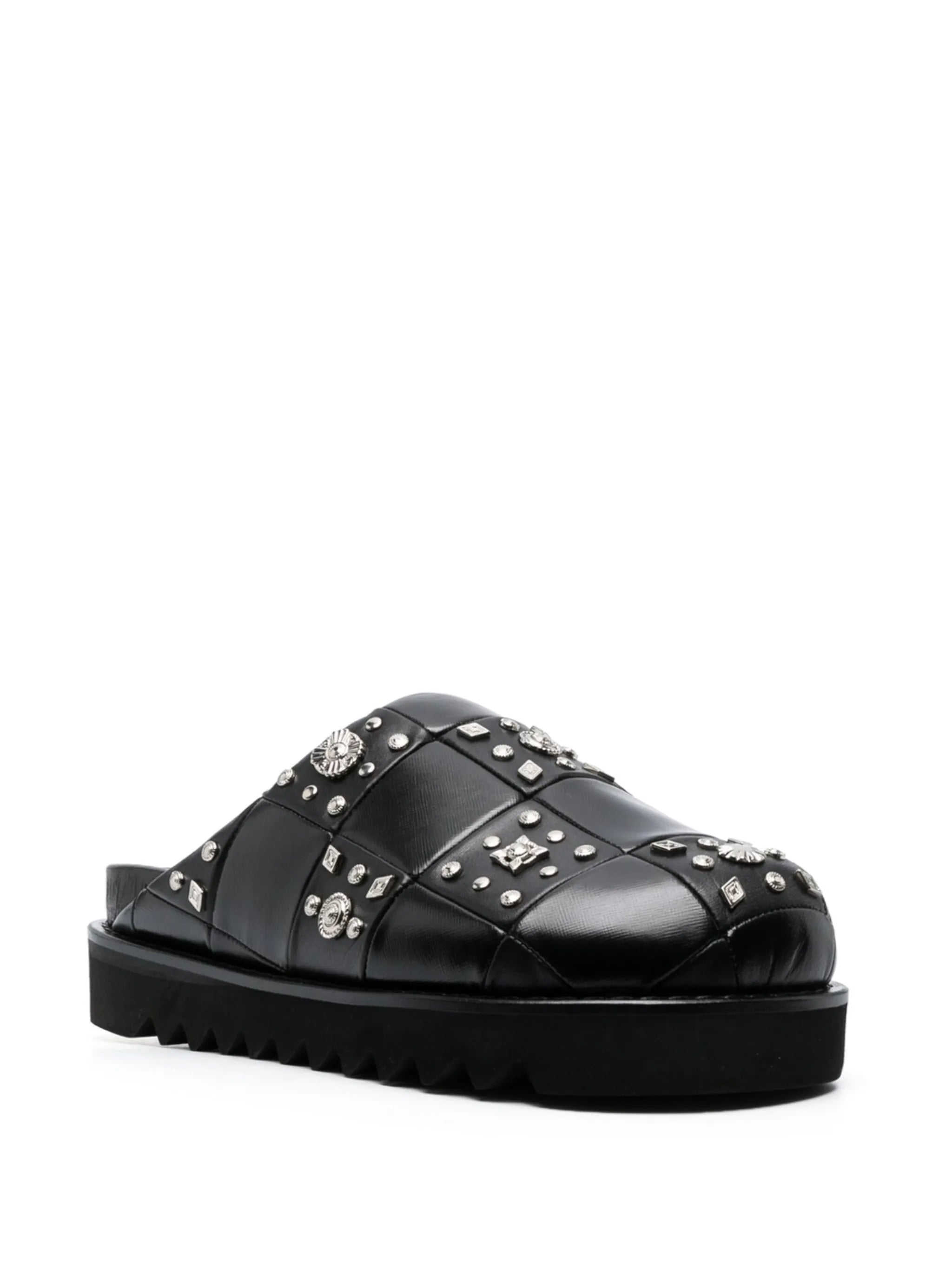 stud-detailing leather mules