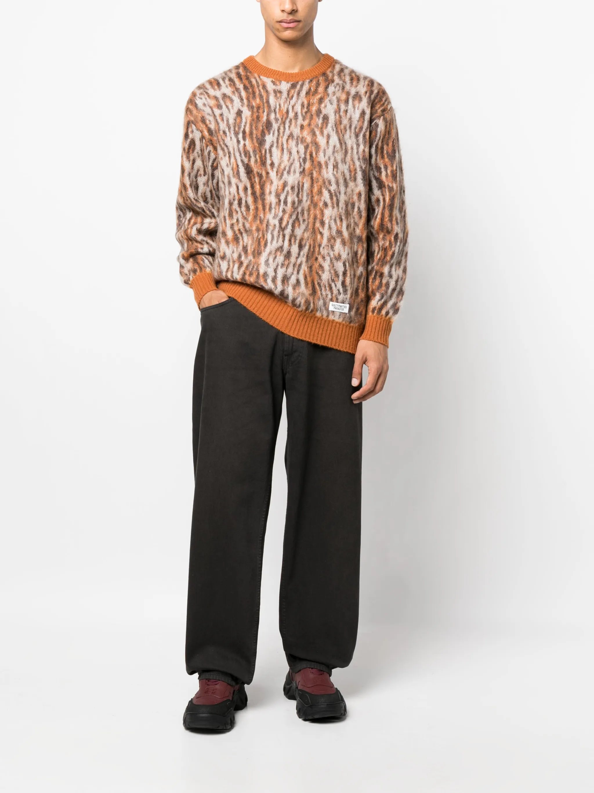 leopard-print knit jumper