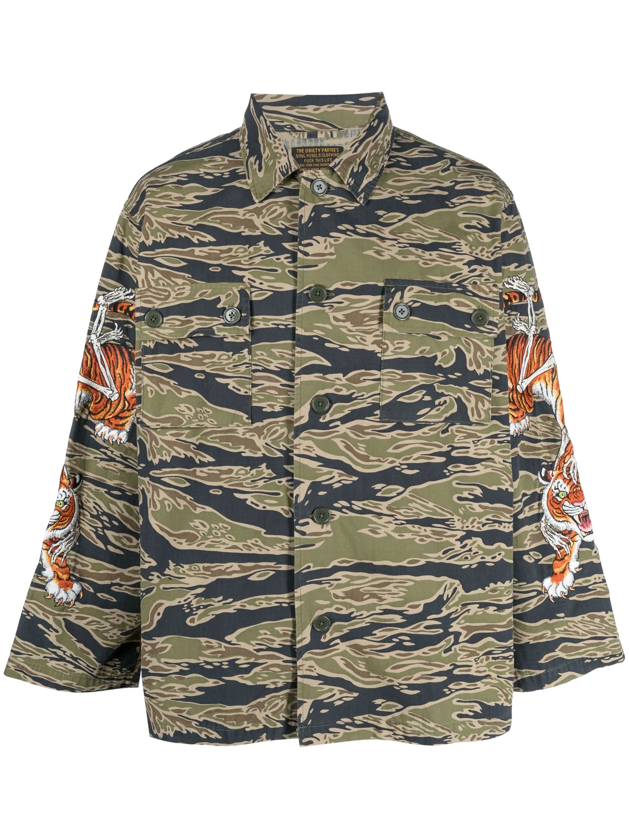 Tiger camouflage-pattern shirt jacket