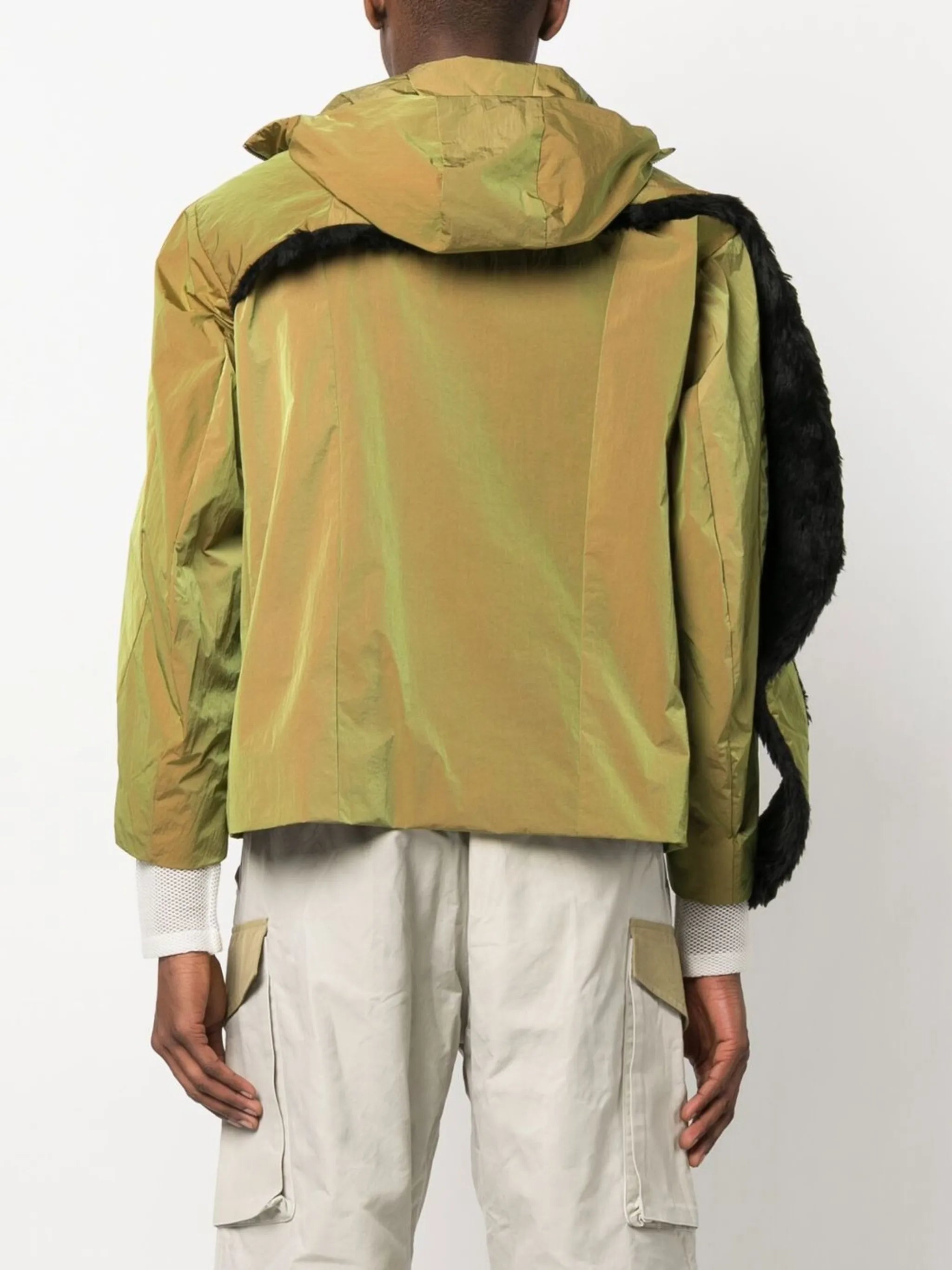 gathered-detail zip-up jacket