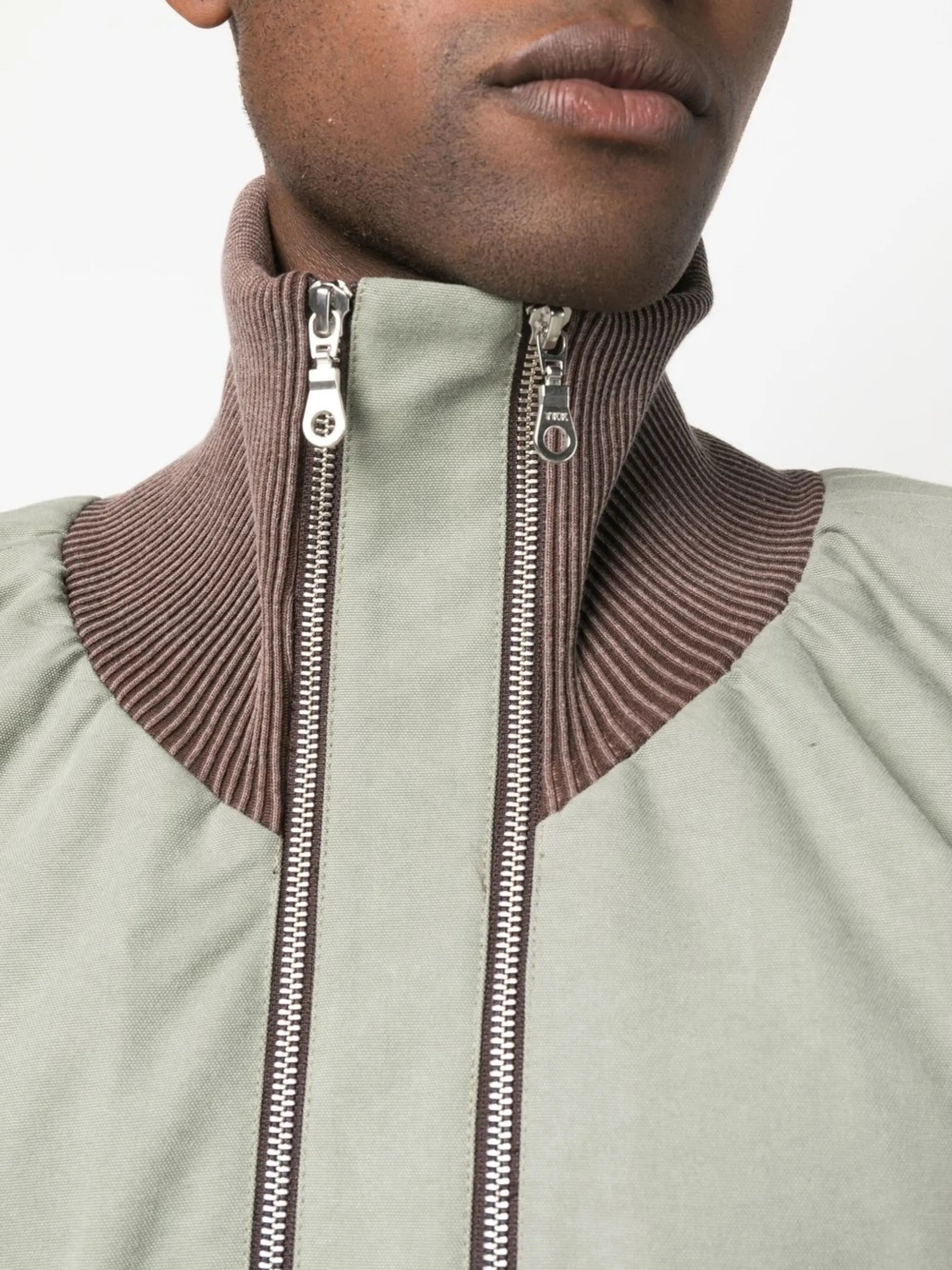 gathered-detail ribbed jacket