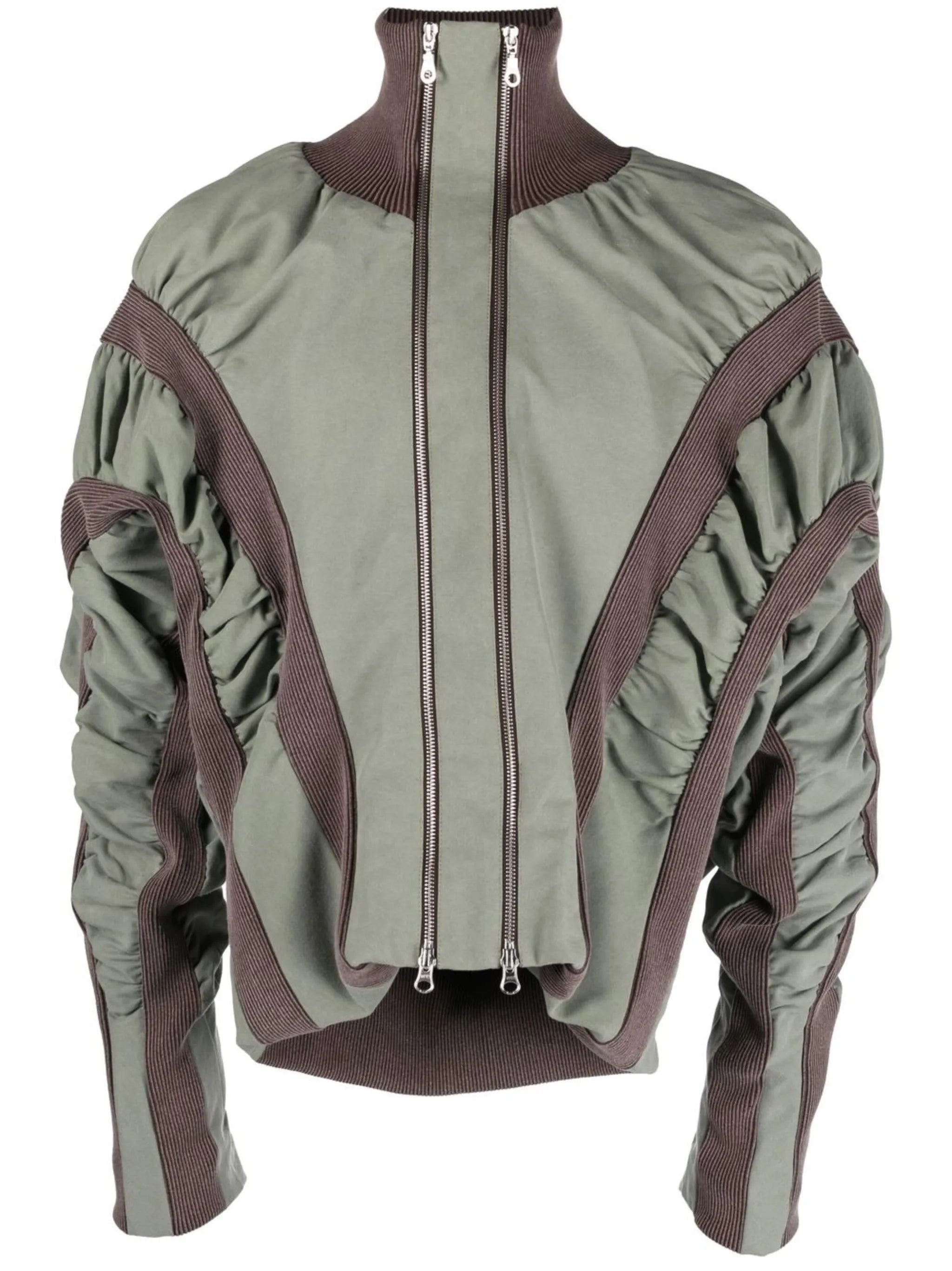 gathered-detail ribbed jacket