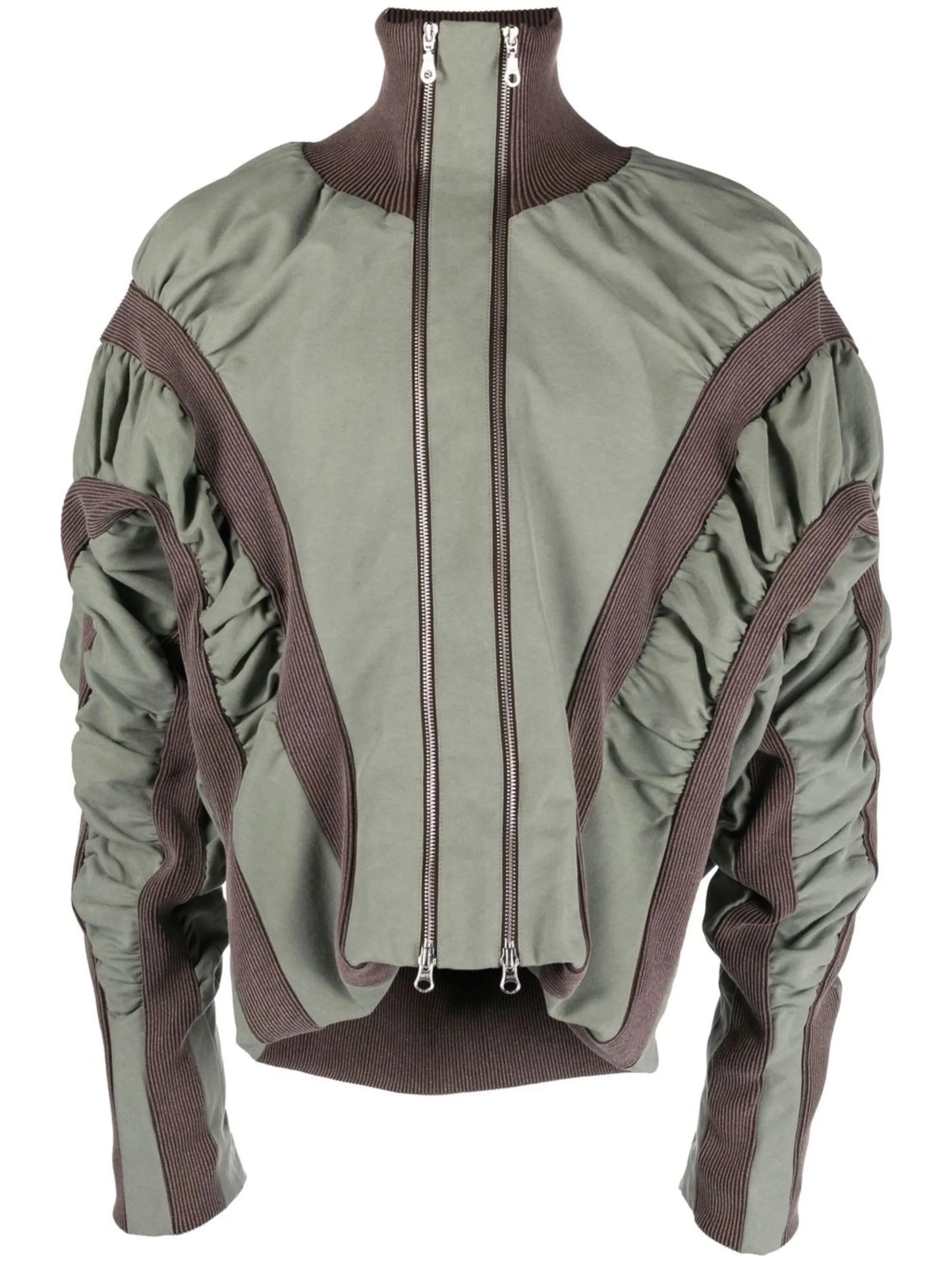 gathered-detail ribbed jacket