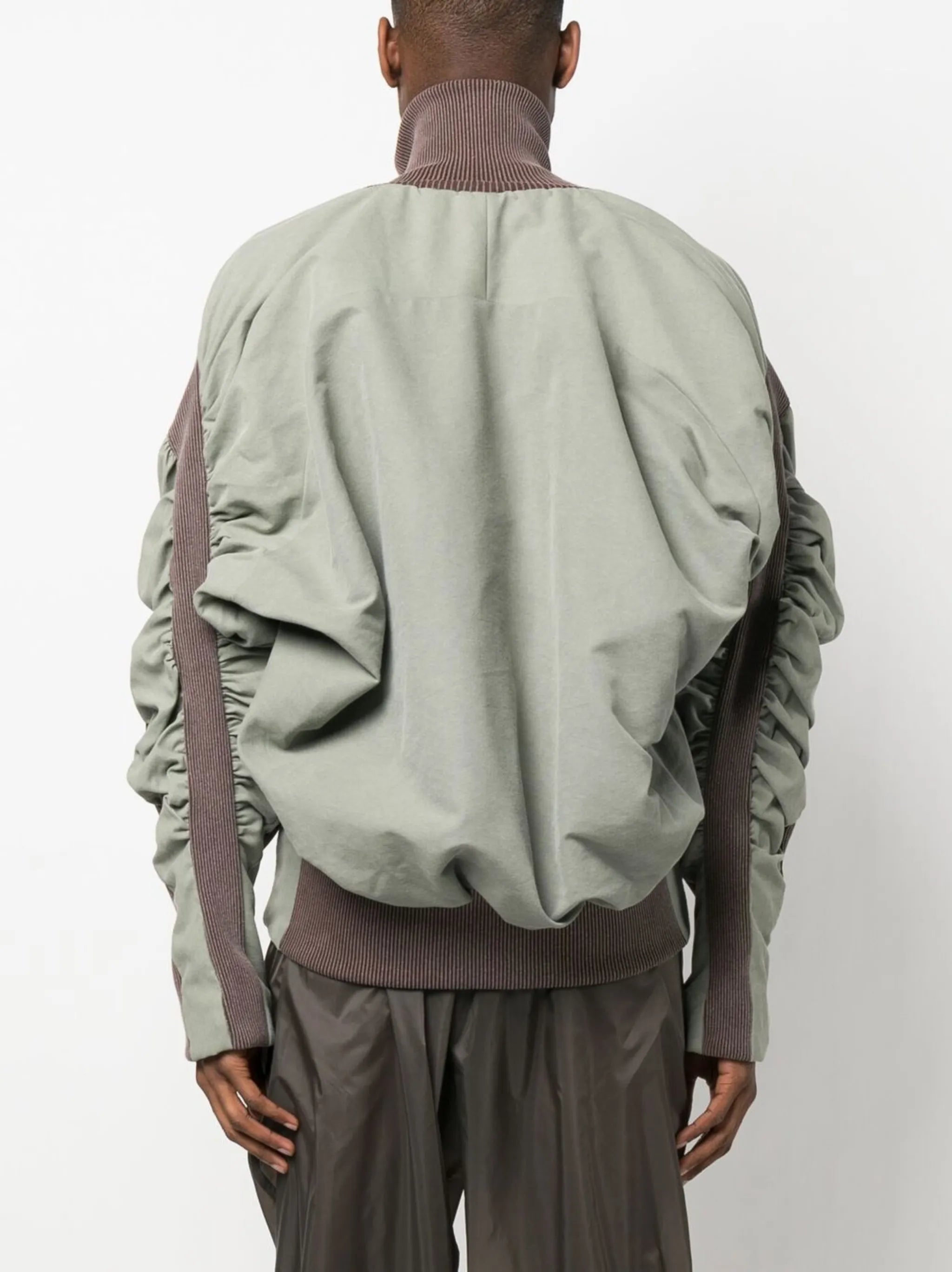 gathered-detail ribbed jacket