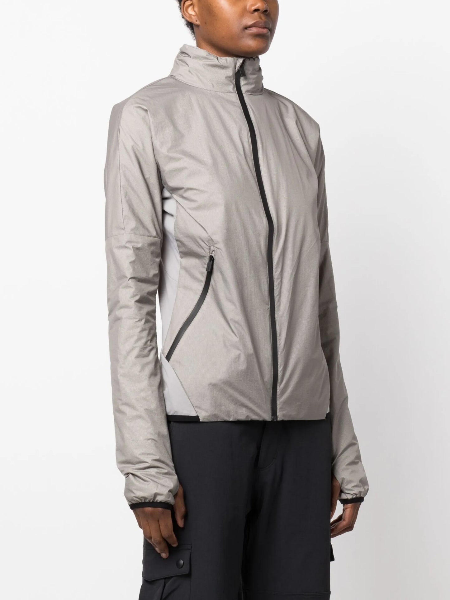 concealed-hood zip-up track jacket