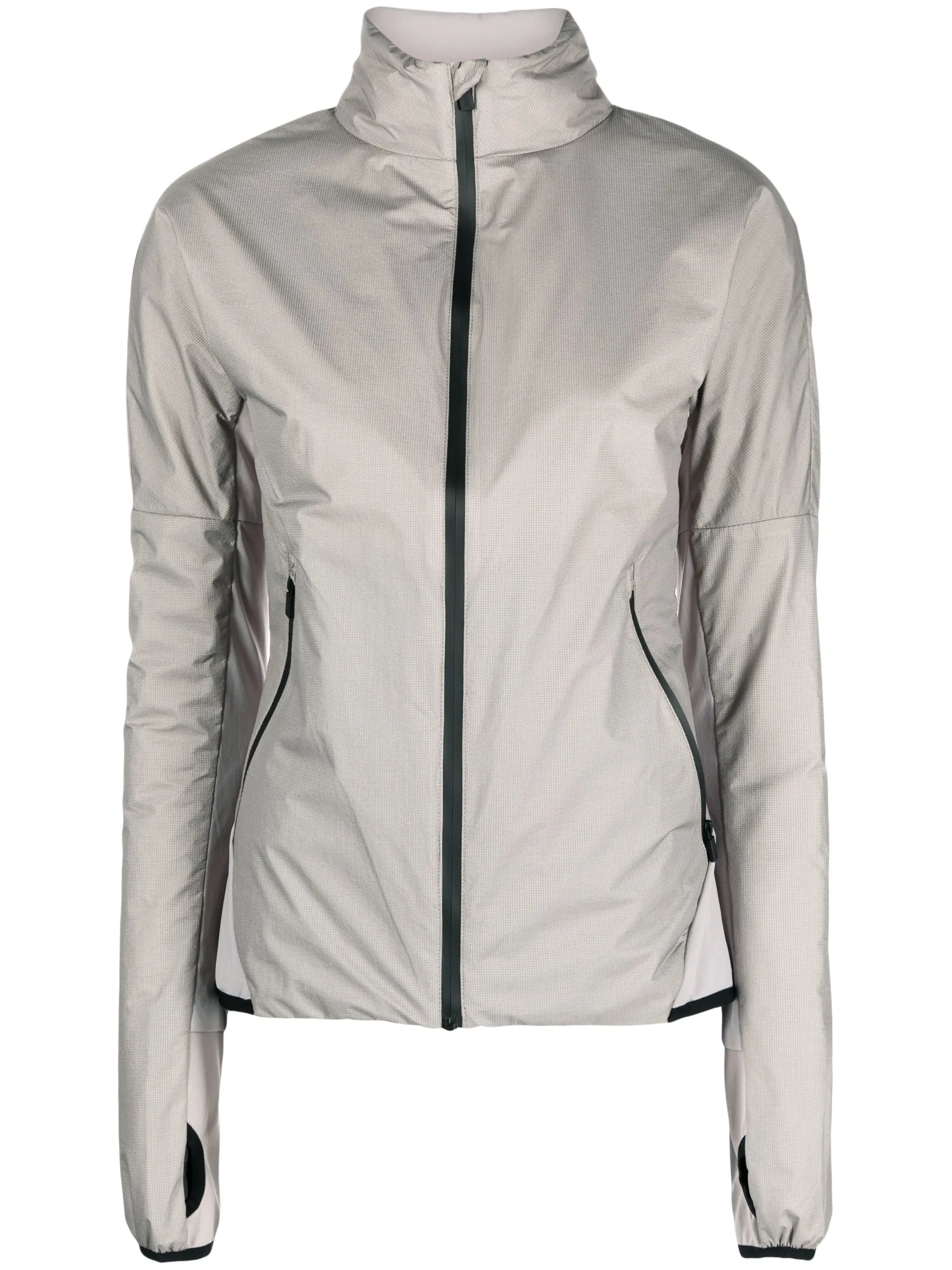 concealed-hood zip-up track jacket