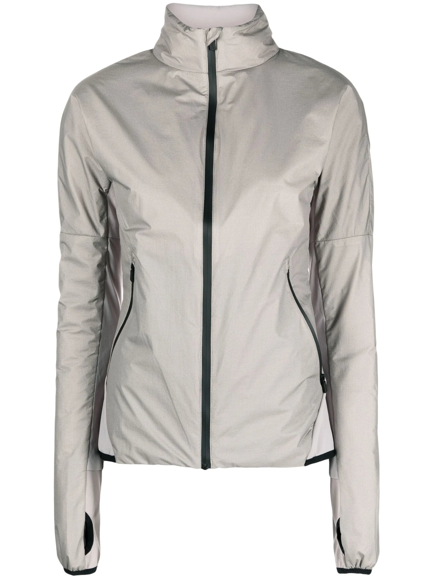 concealed-hood zip-up track jacket