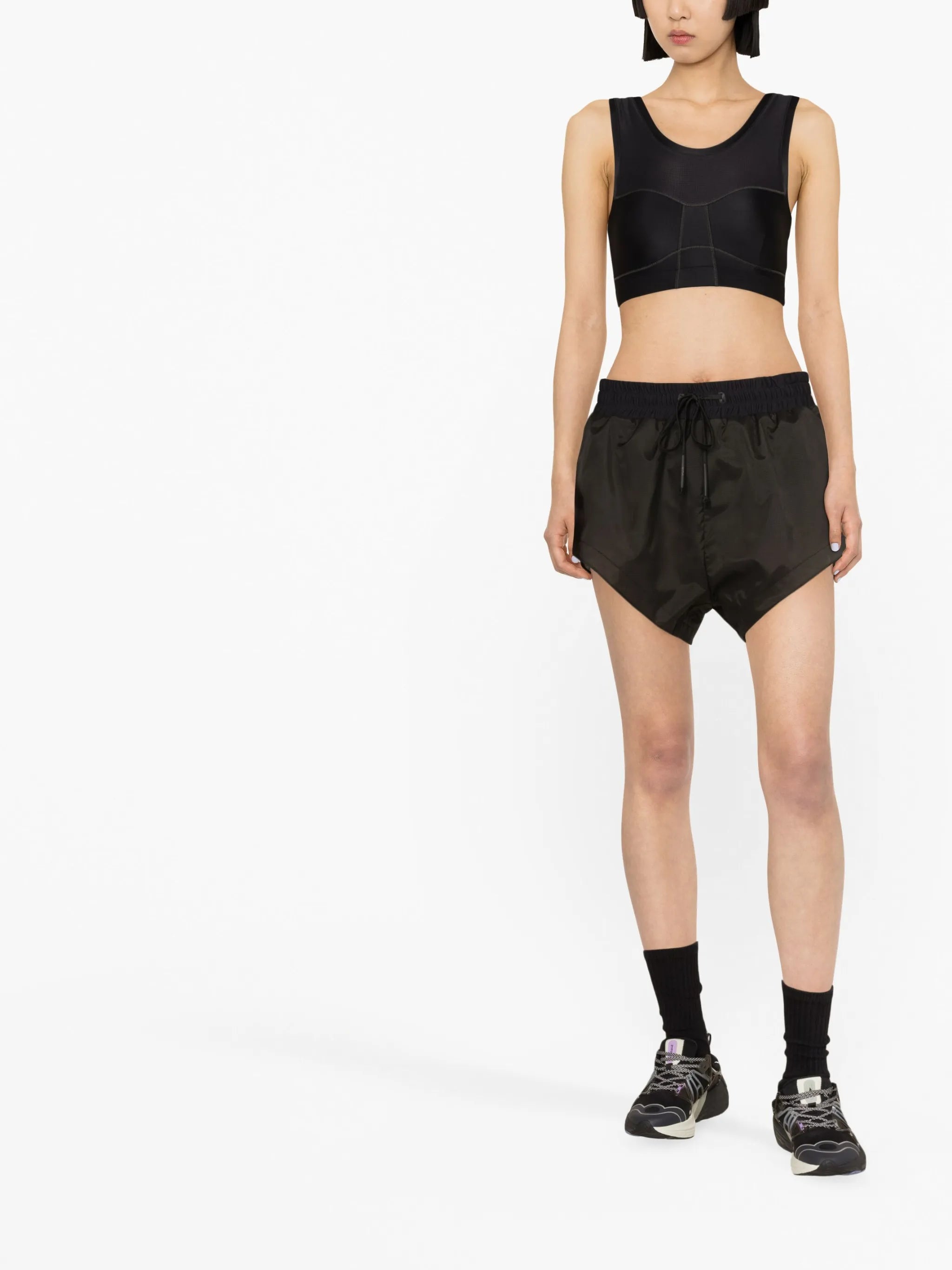 high-waist track shorts