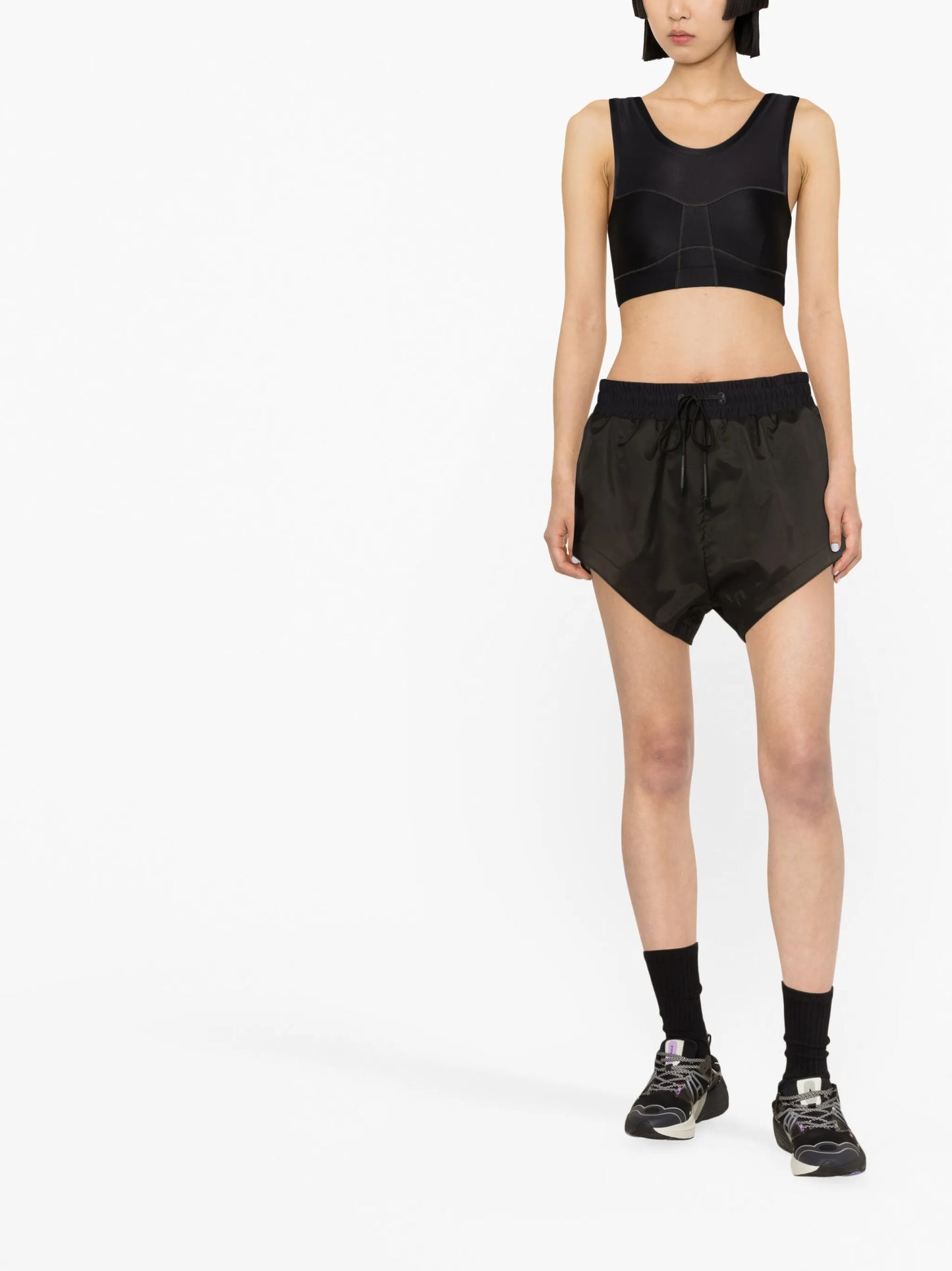 high-waist track shorts