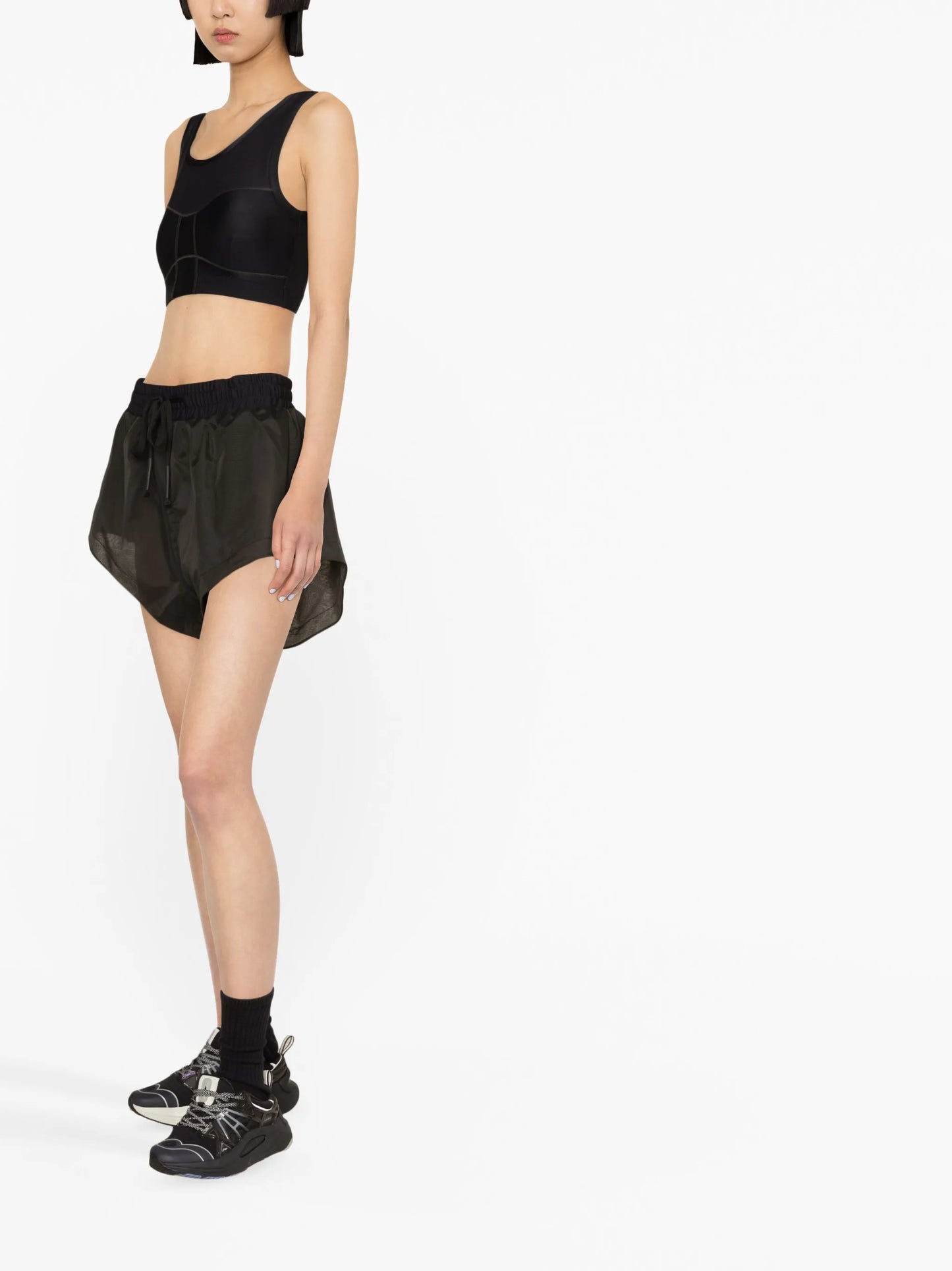high-waist track shorts