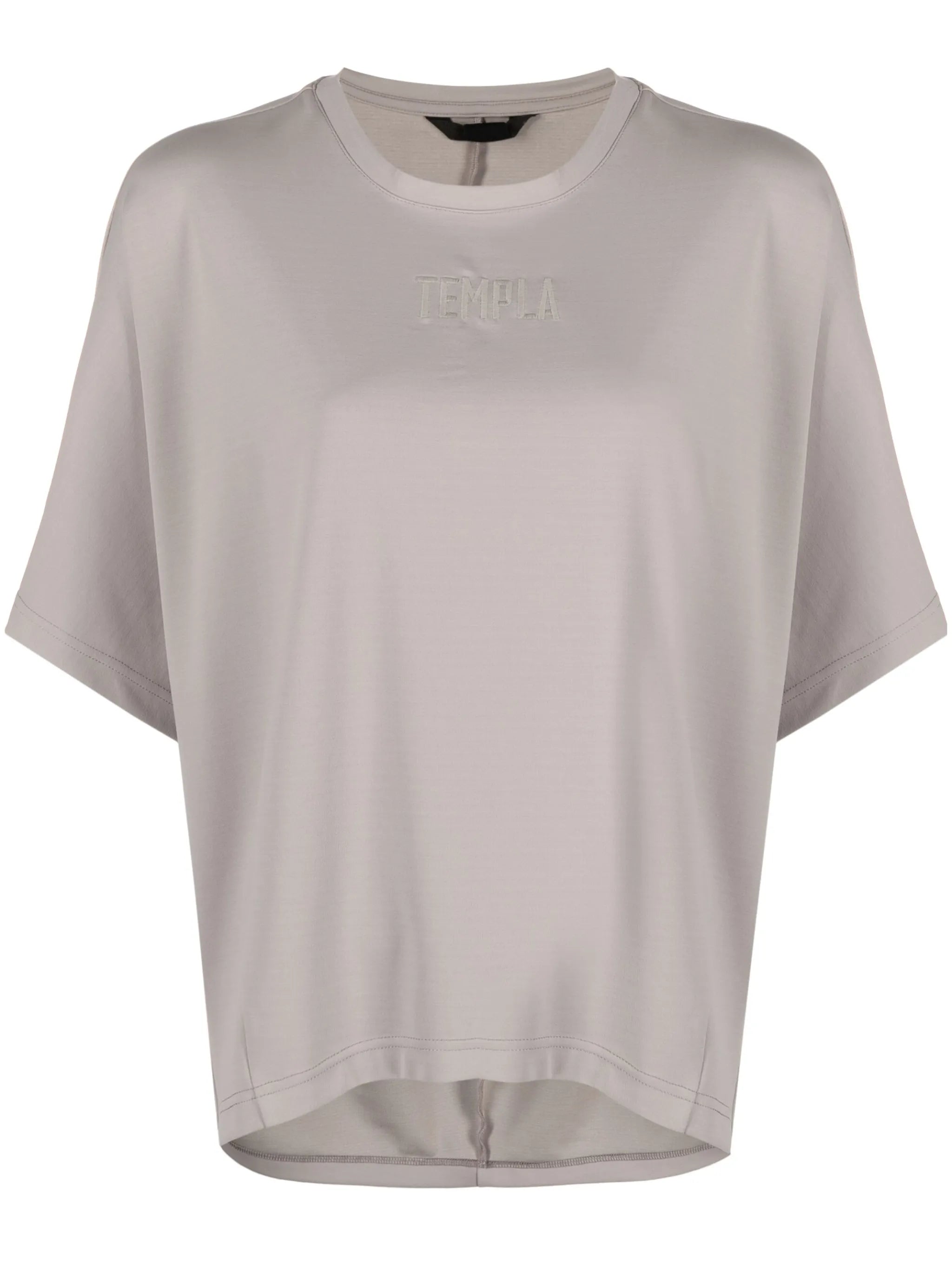 Cropped logo-embroidered T-shirt