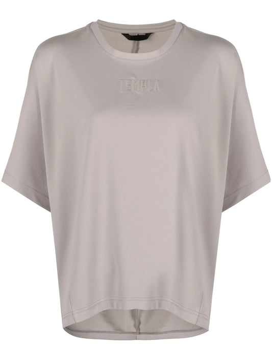 Cropped logo-embroidered T-shirt