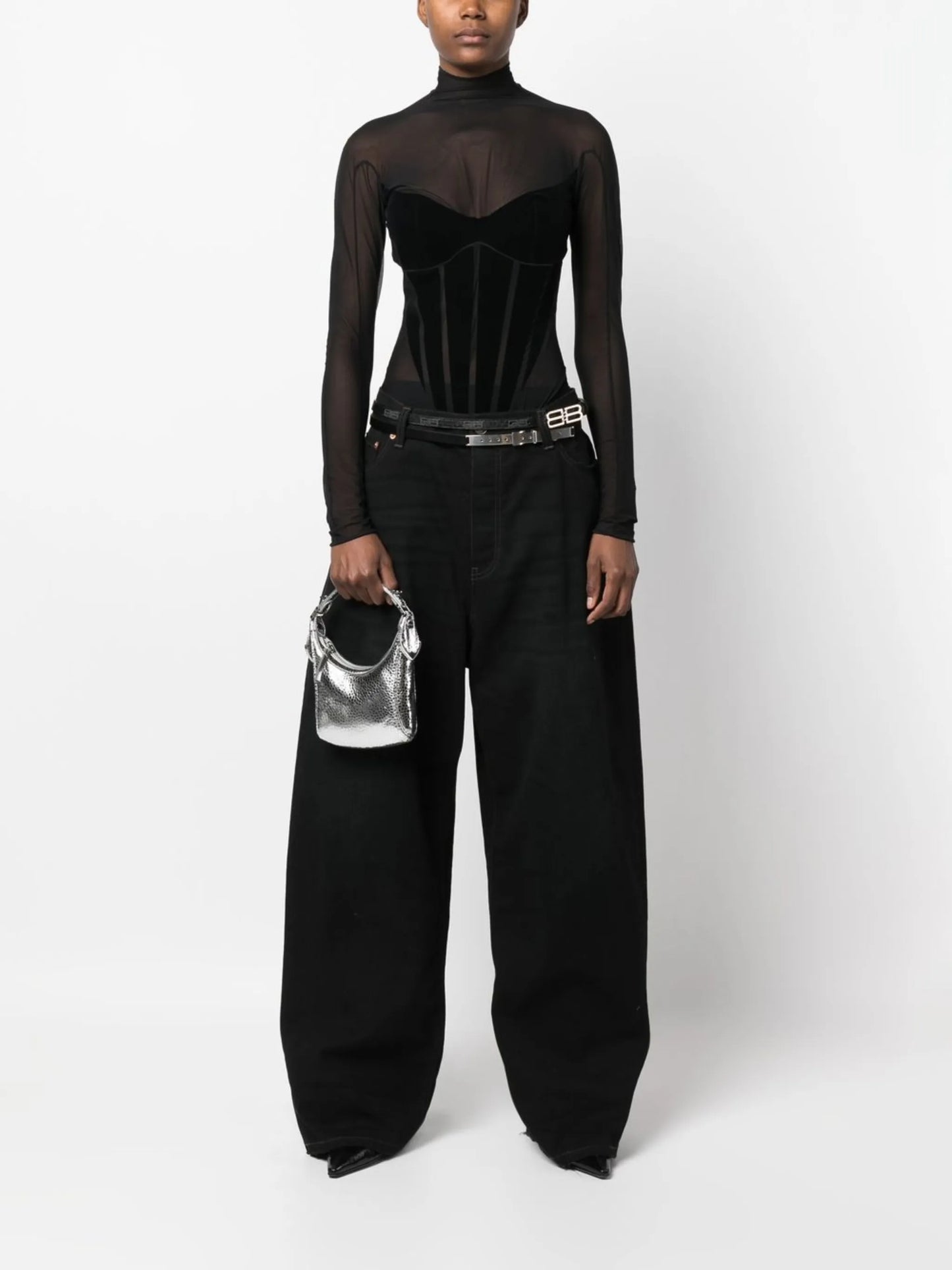 Cosmo metallic top-handle bag