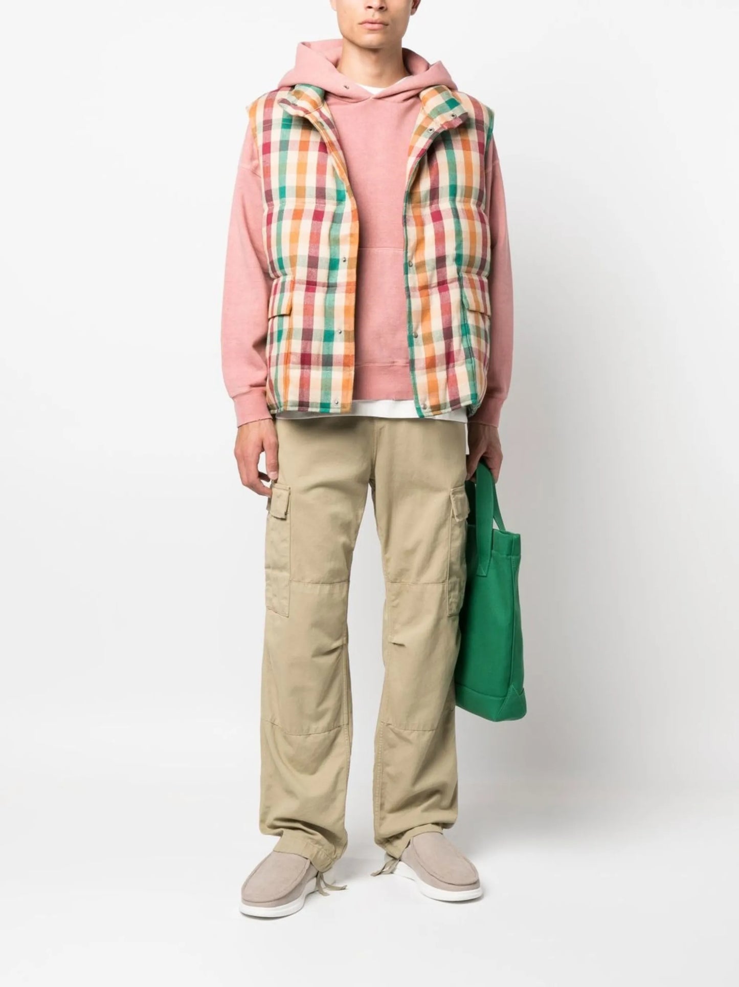Walker check-print down gilet