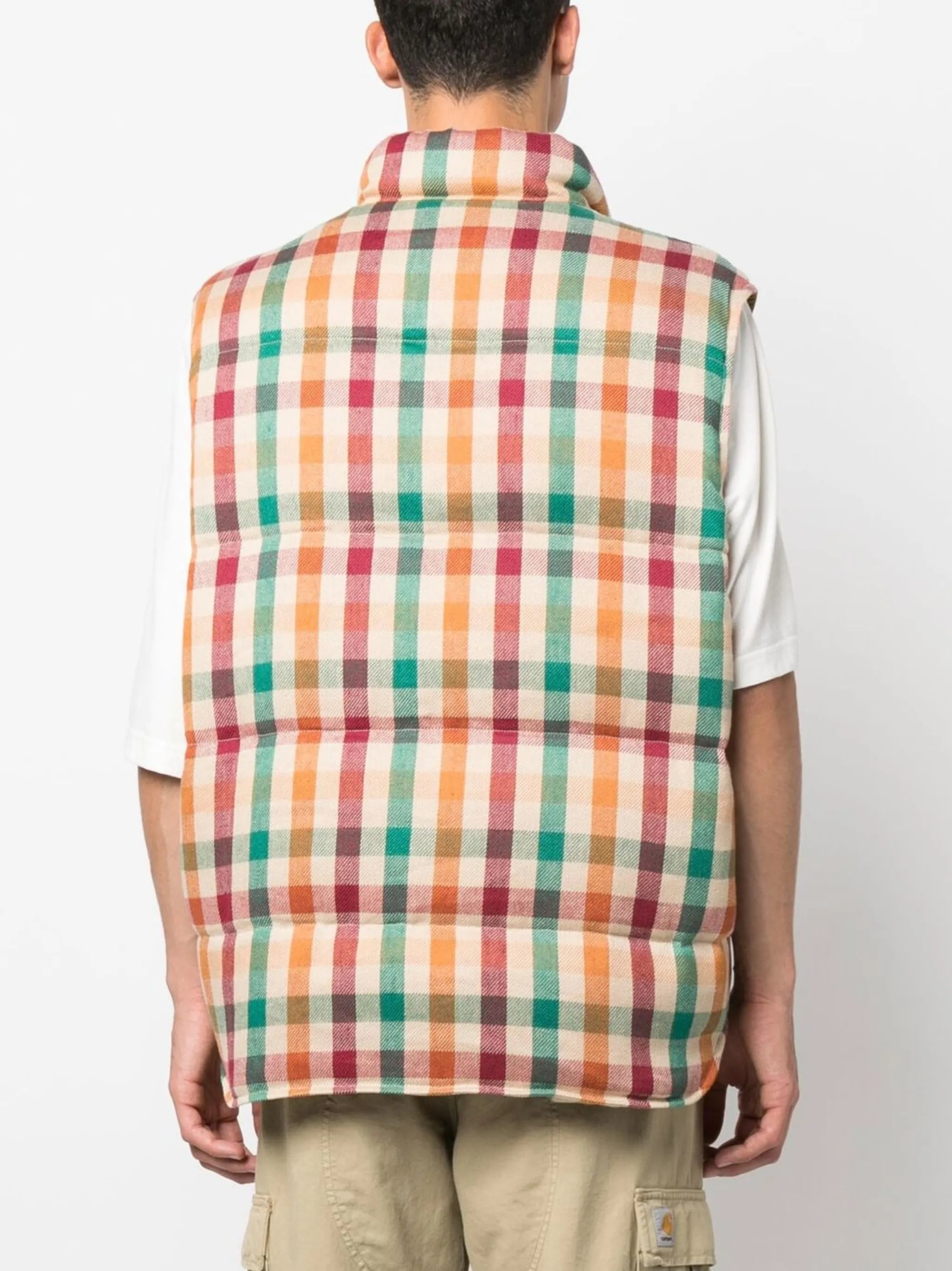 Walker check-print down gilet