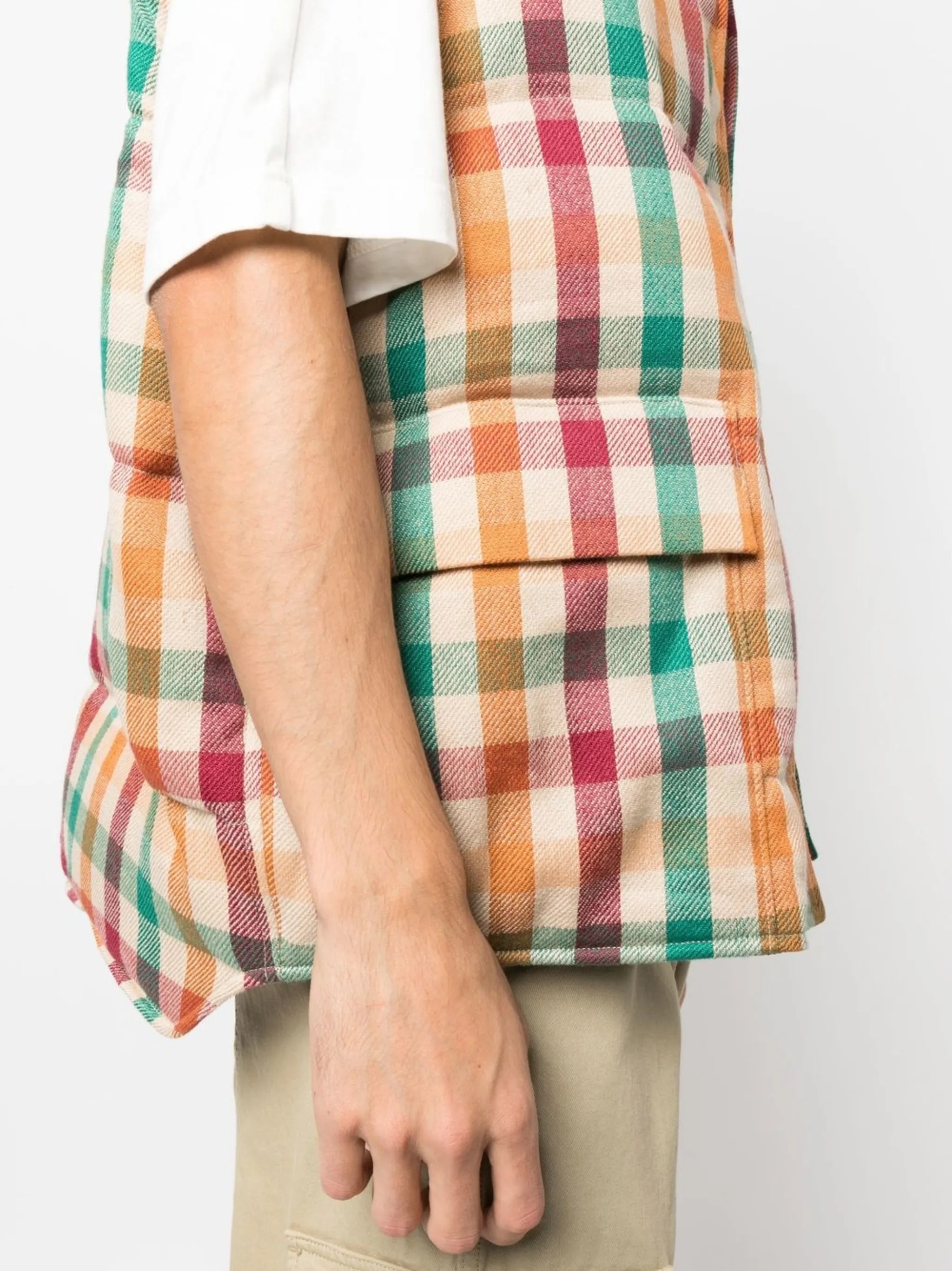 Walker check-print down gilet