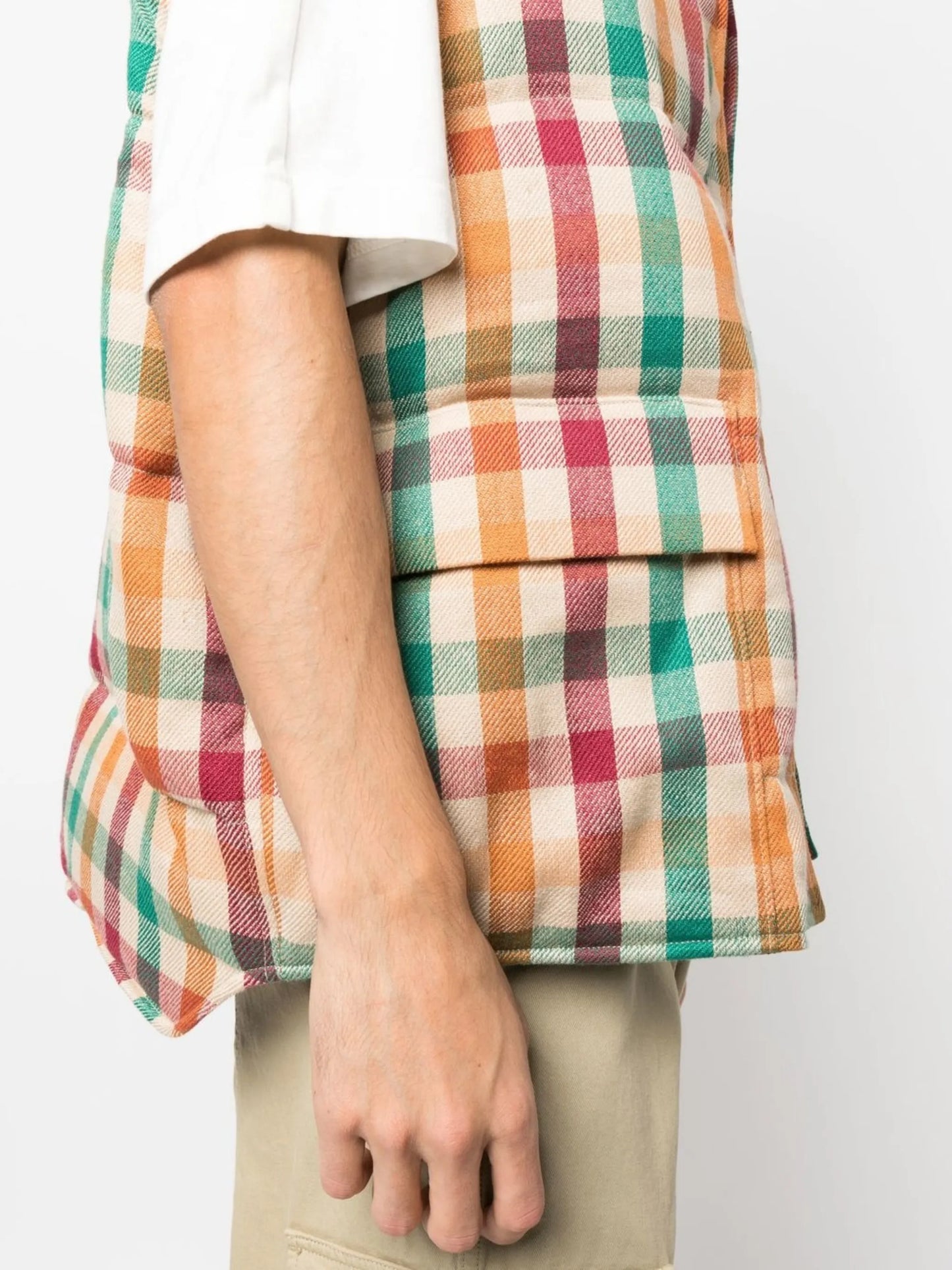 Walker check-print down gilet