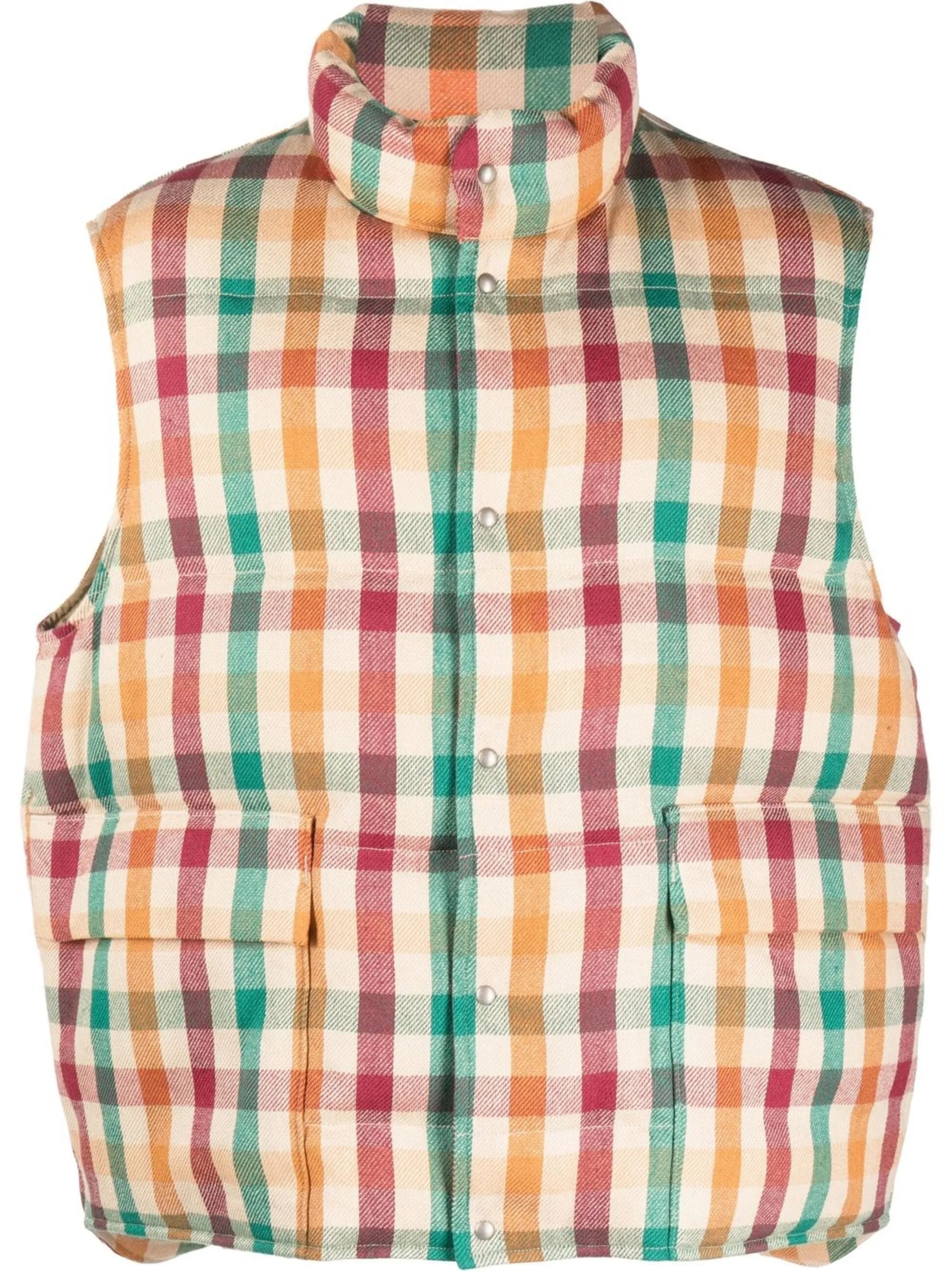Walker check-print down gilet