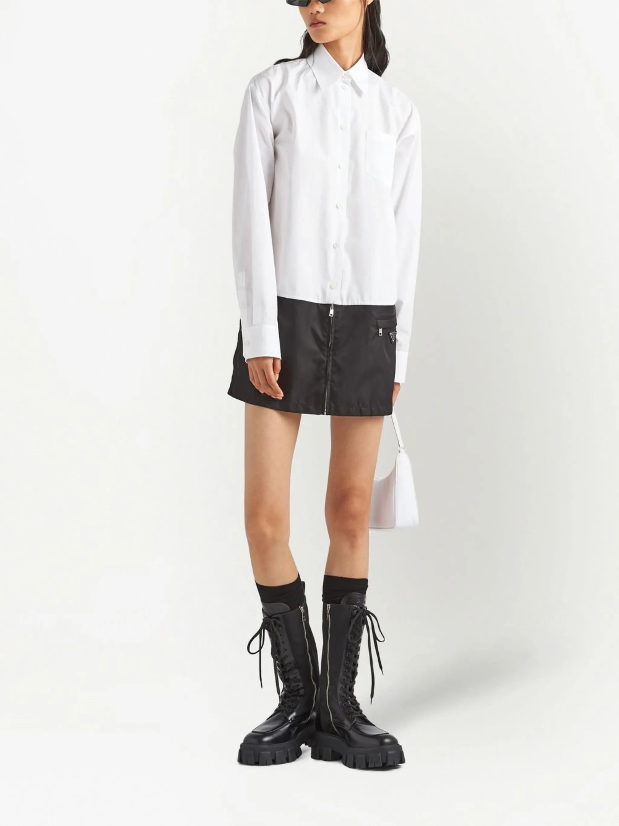 two-tone panelled shirtdress