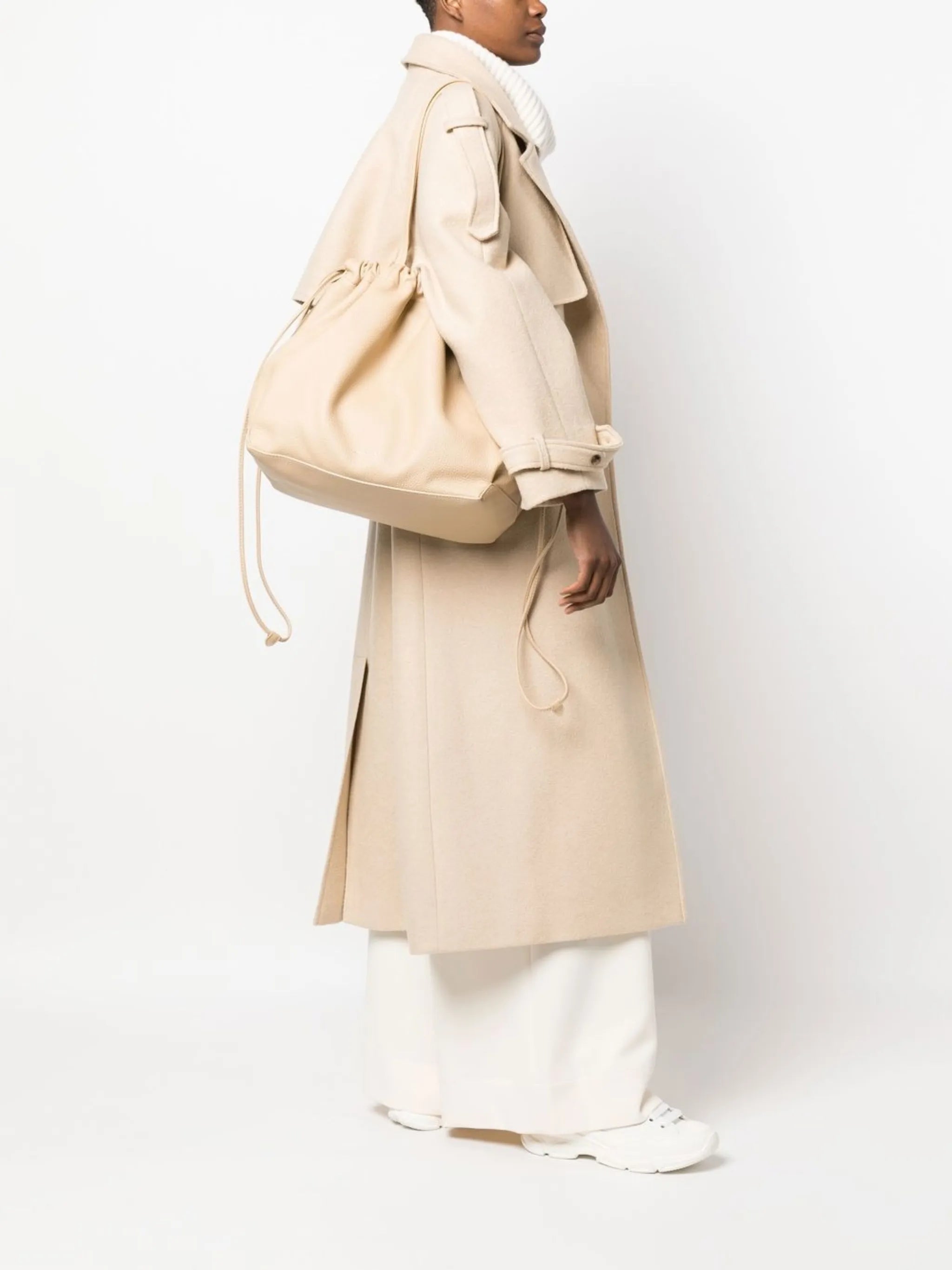 Oslo drawstring leather tote bag